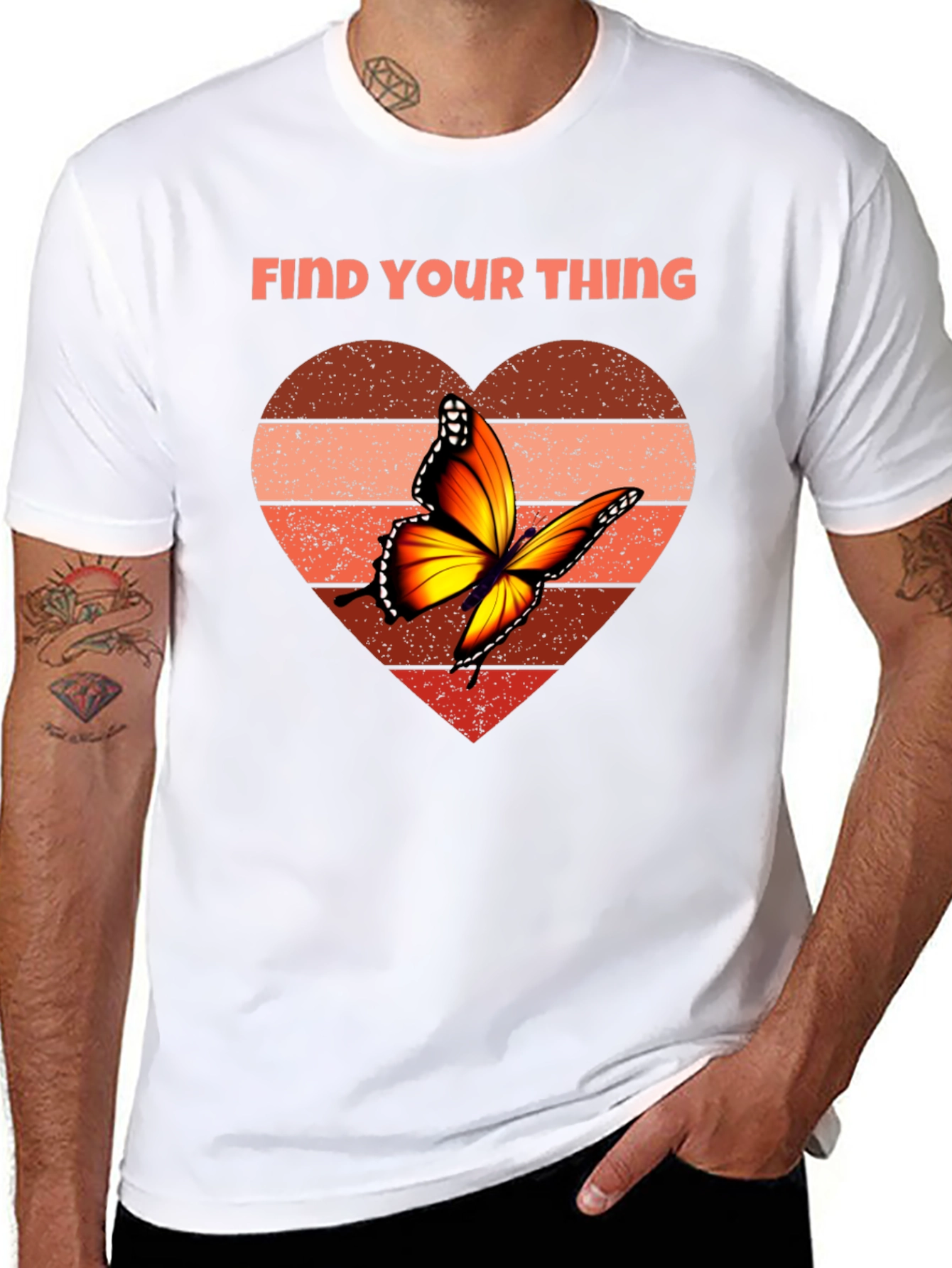 Black Find Your Thing Butterfly Heart Graphic Tee - Black view 8