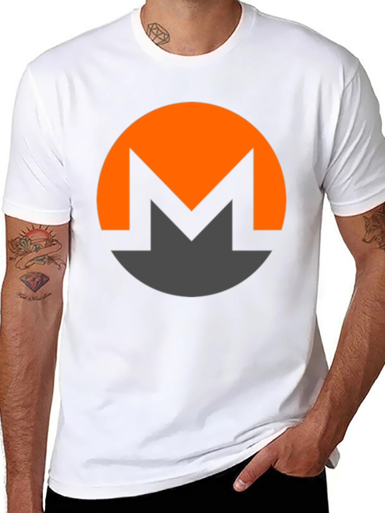 Black Monero Crypto Logo Black T-Shirt view 8