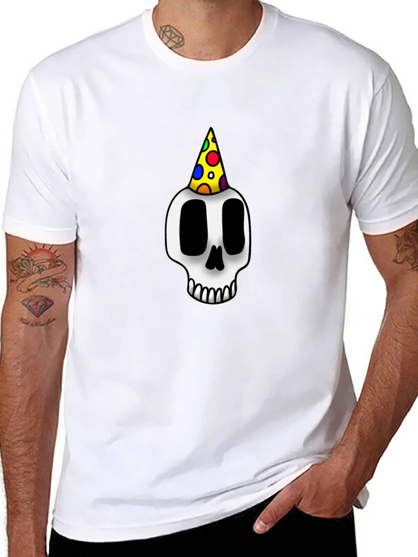 Black Party Skull Graphic Tee - Black T-Shirt view 8