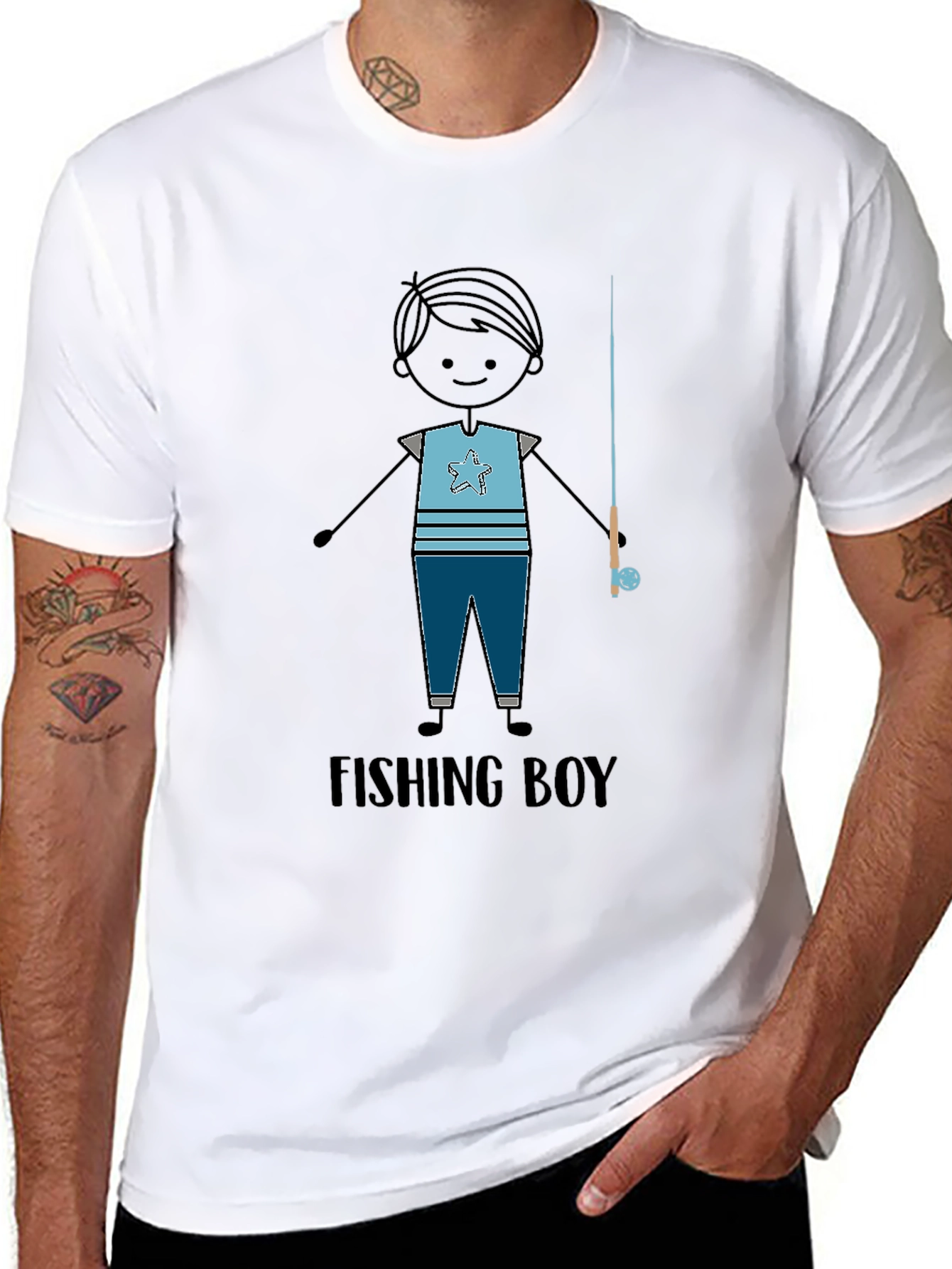 Black Fishing Boy Graphic Tee - Black T-Shirt view 8
