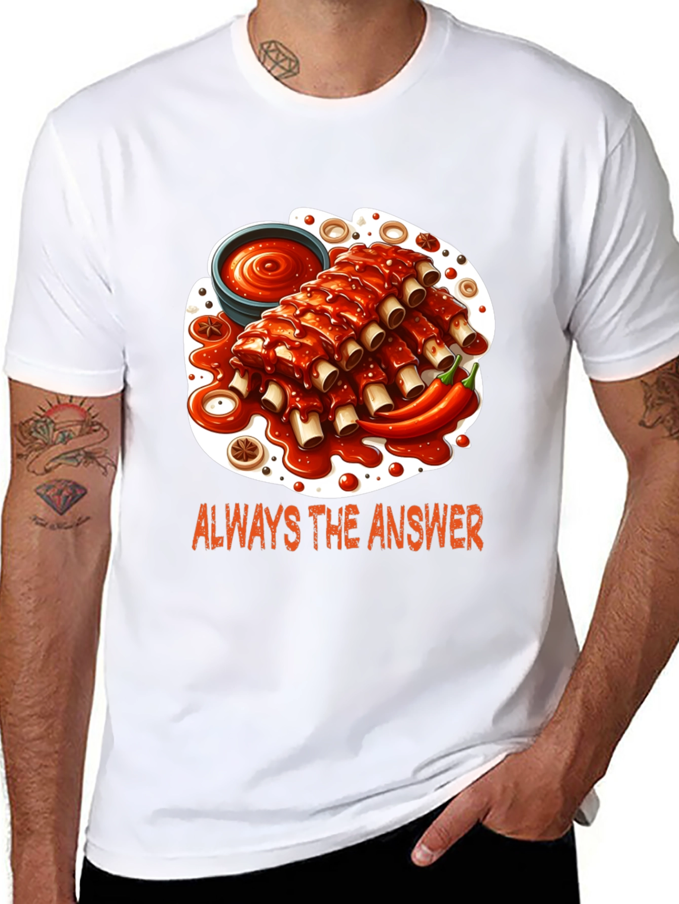Black Ribs Graphic T-Shirt - Always the Answer view 8