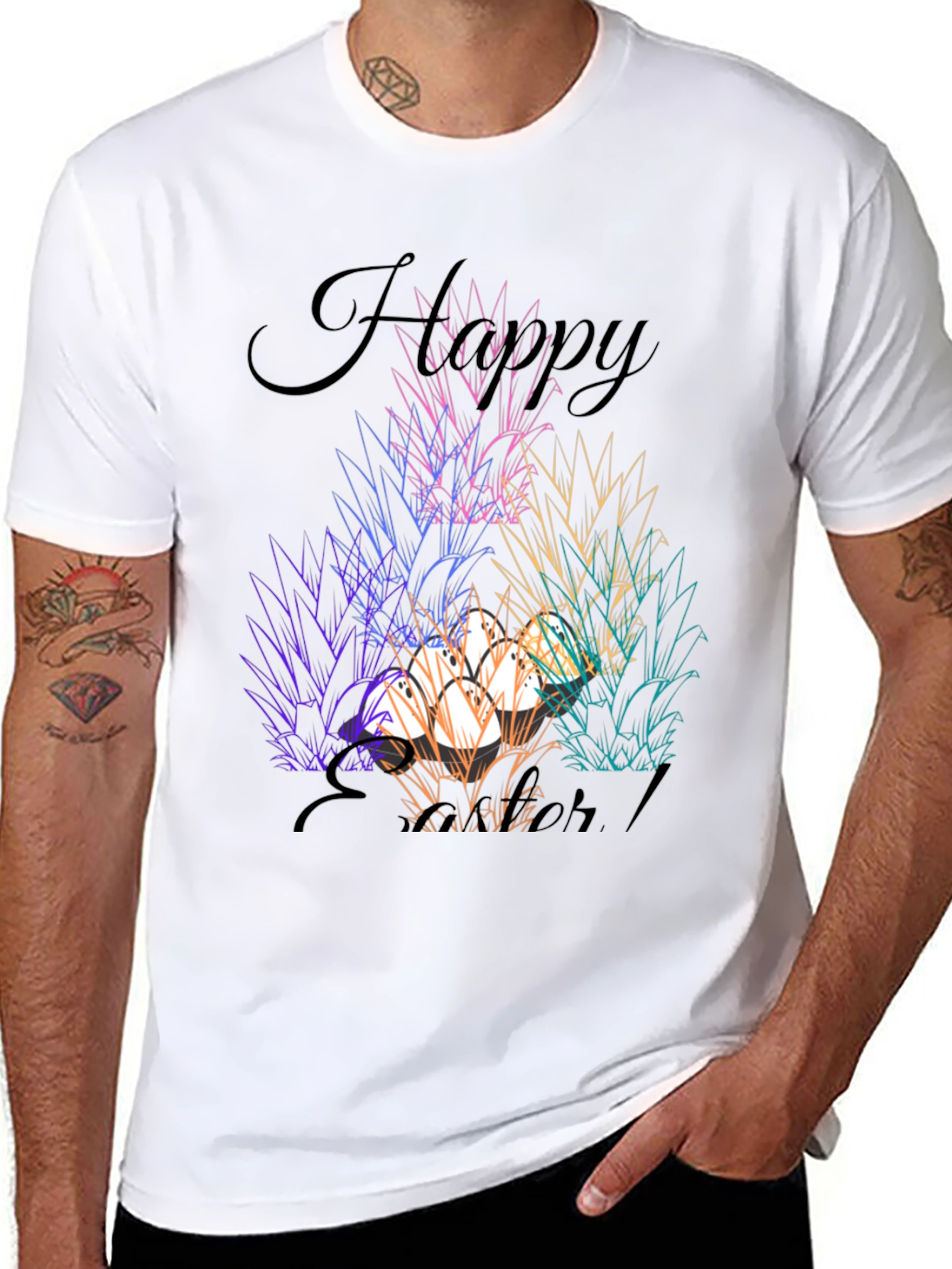 Camiseta Negra "Felices Pascuas" Estampada