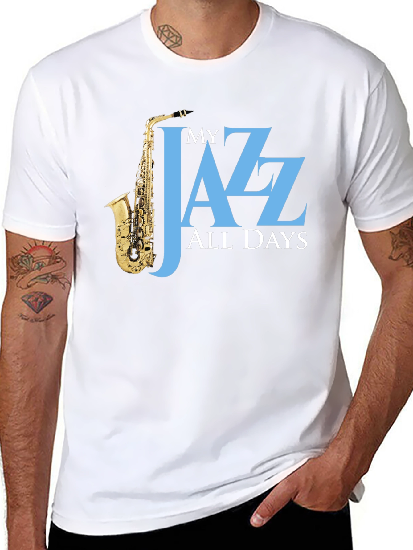 Black My Jazz All Days T-Shirt - Saxophone Player Tee view 8