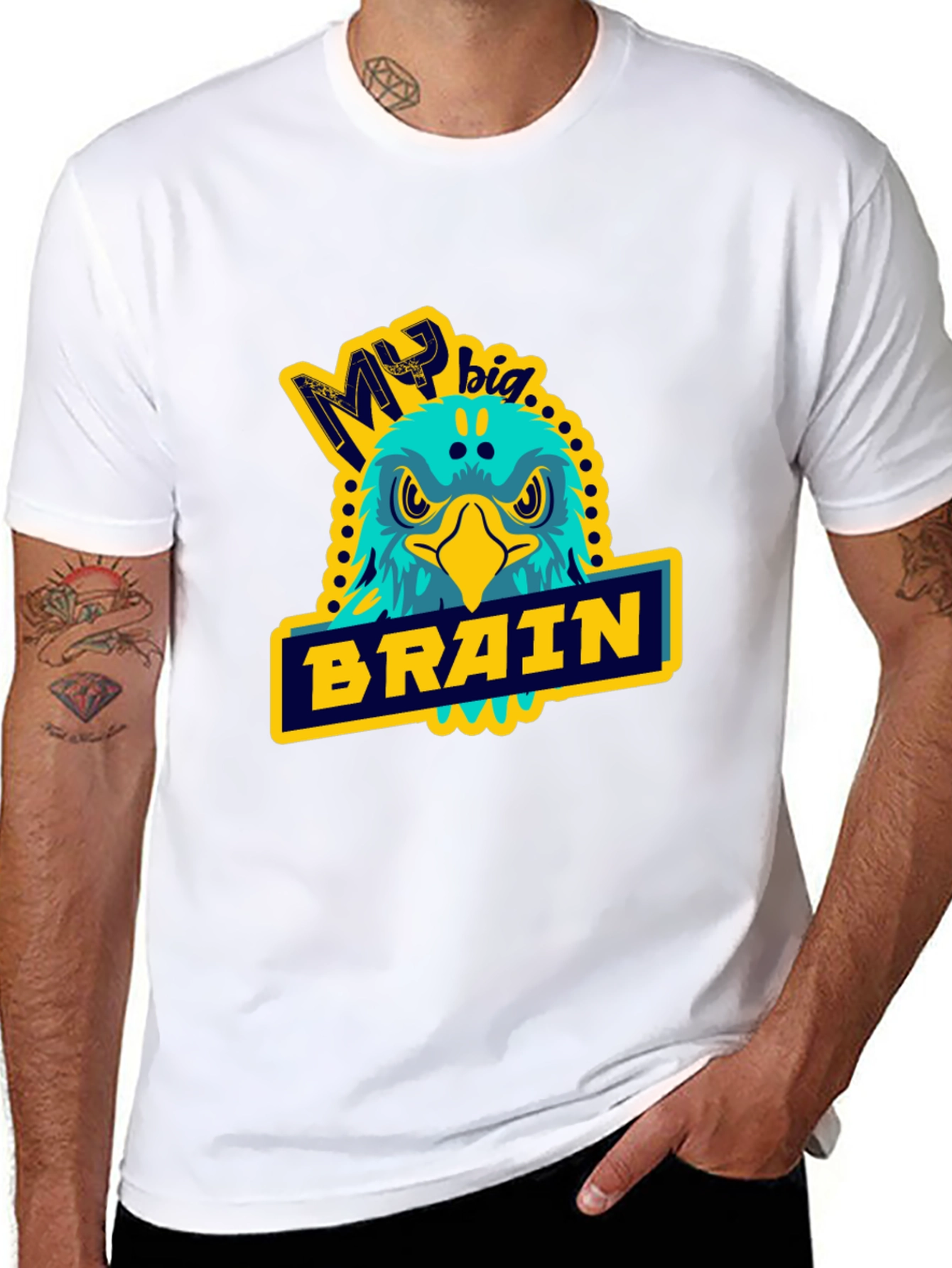 Black My Big Brain Eagle T-Shirt view 8