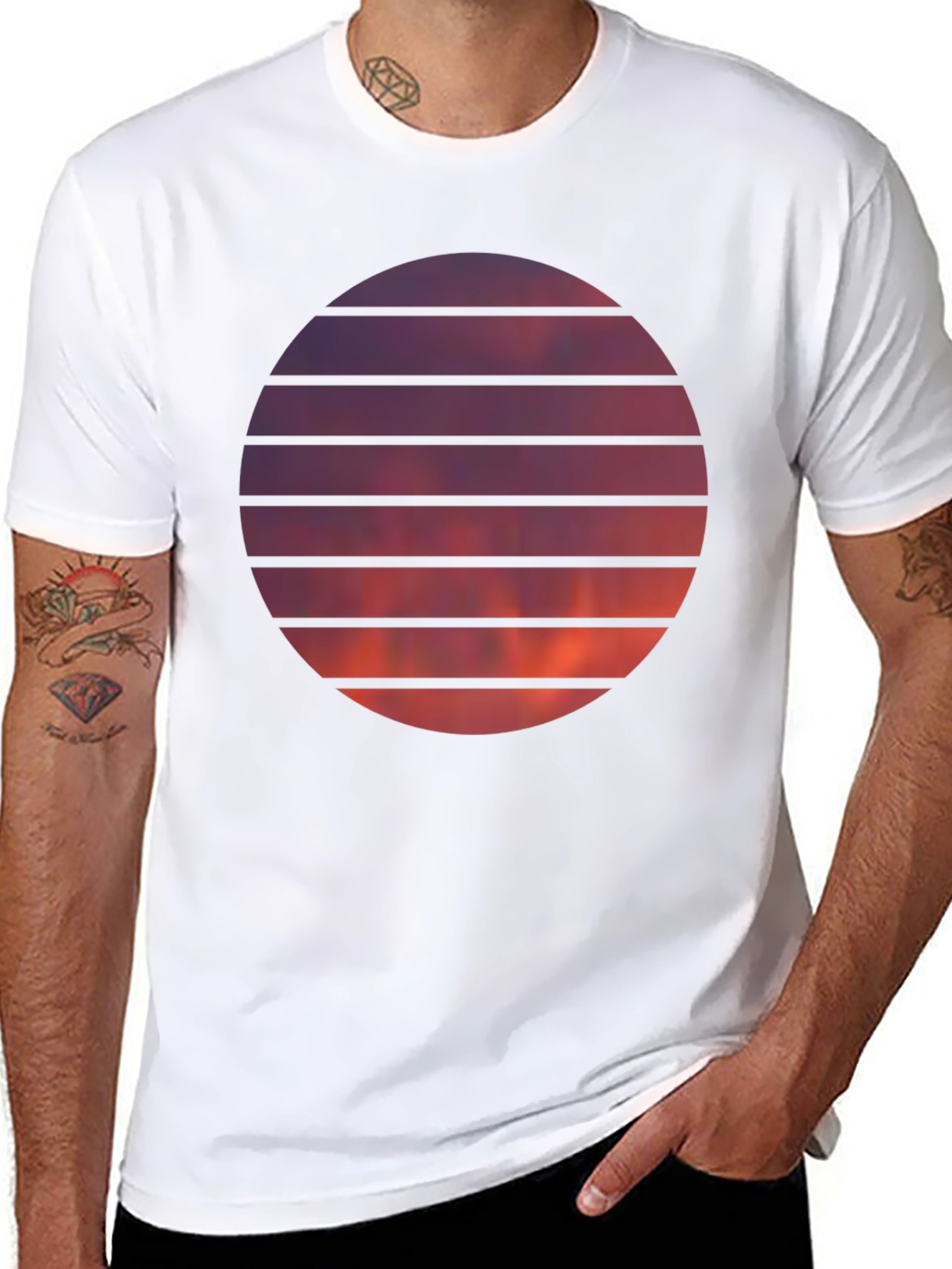 Black Sunset Circle Graphic Tee view 8