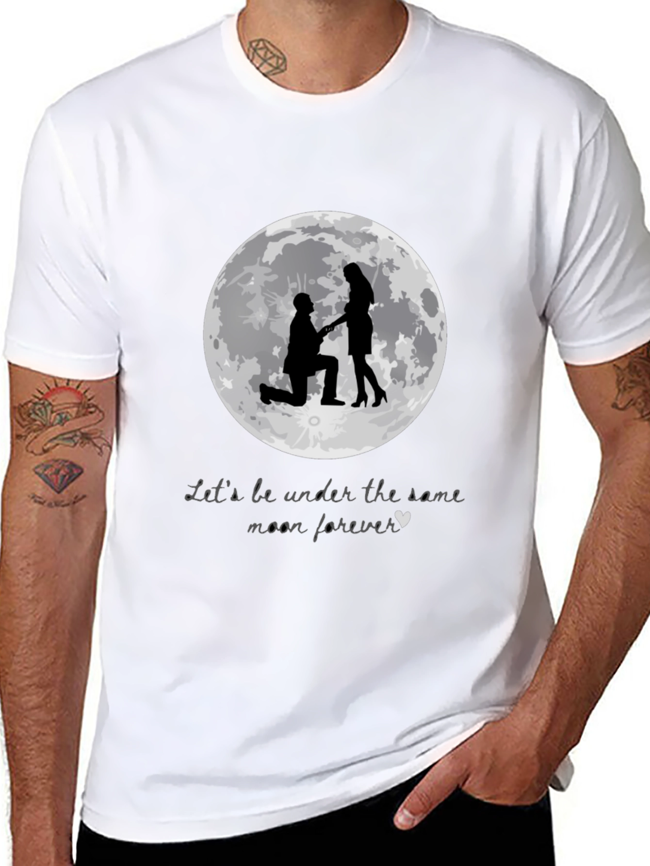 Black Romantic Moon Proposal T-Shirt view 8