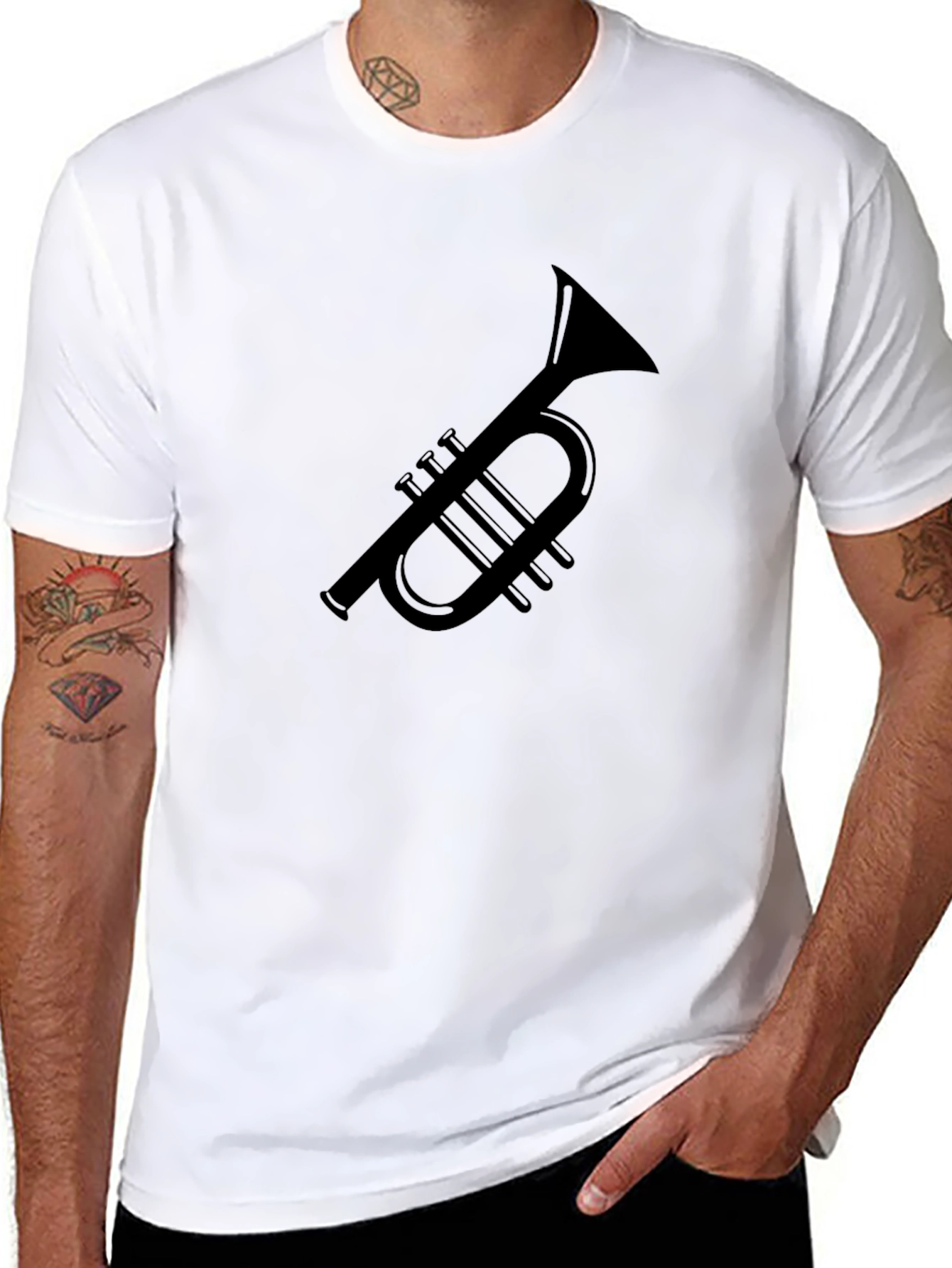 Trumpet Graphic Tee - Black Casual T-Shirt - 8