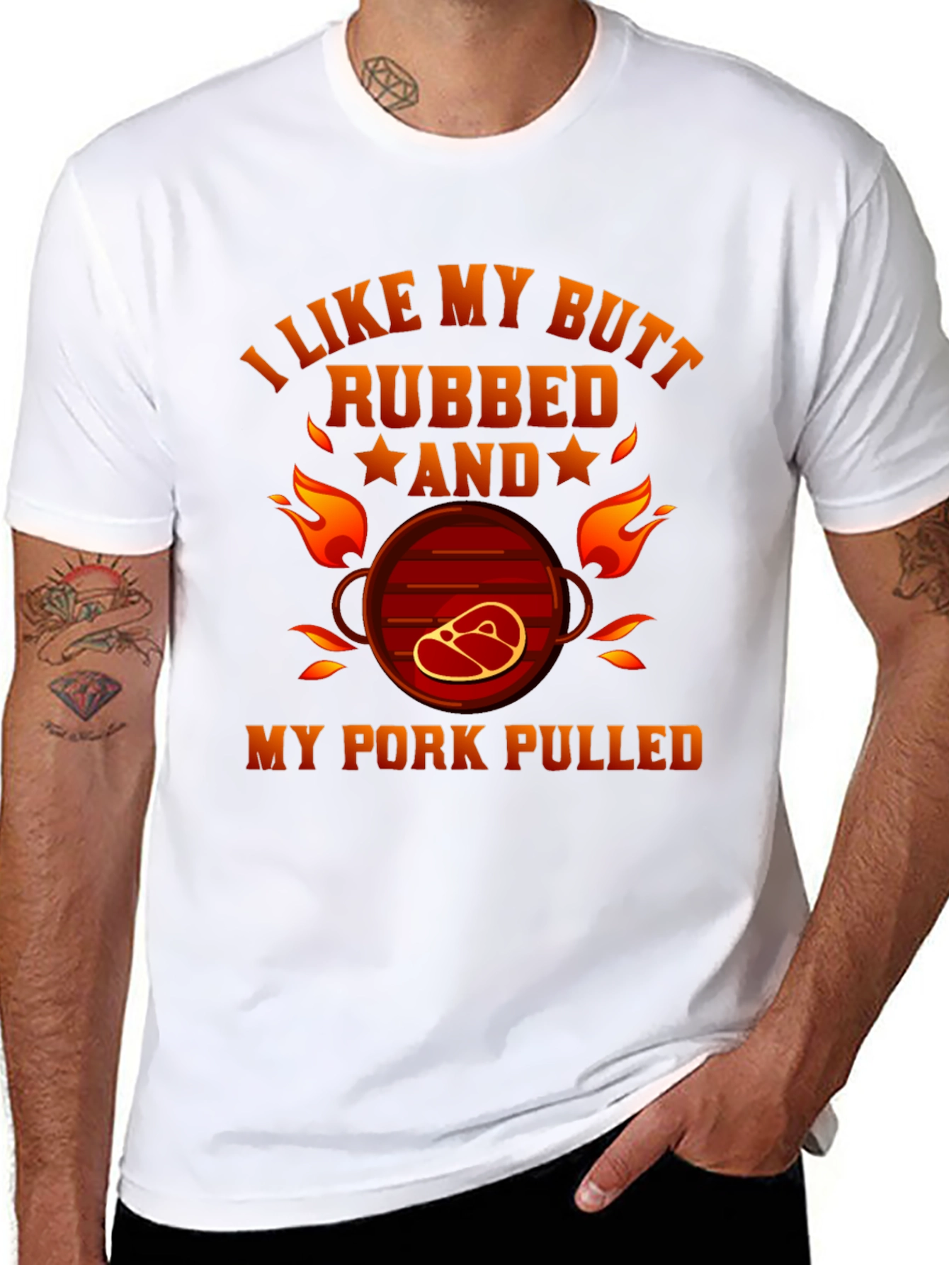 Black I Like My Butt Rubbed T-Shirt Funny BBQ Grilling Tee view 8