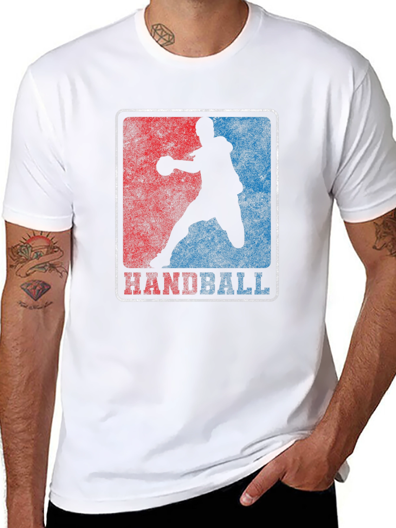 Black Handball Player Graphic T-Shirt - Sporty Retro Style view 8