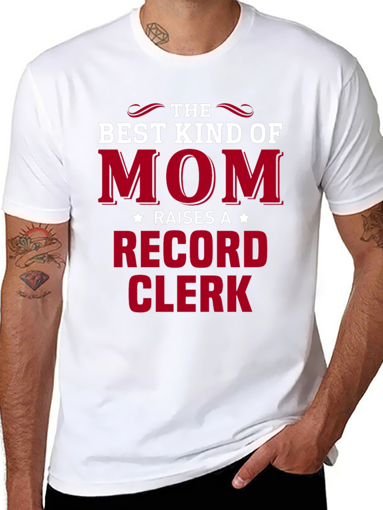 Black Best Kind of Mom Raises a Record Clerk T-Shirt view 8