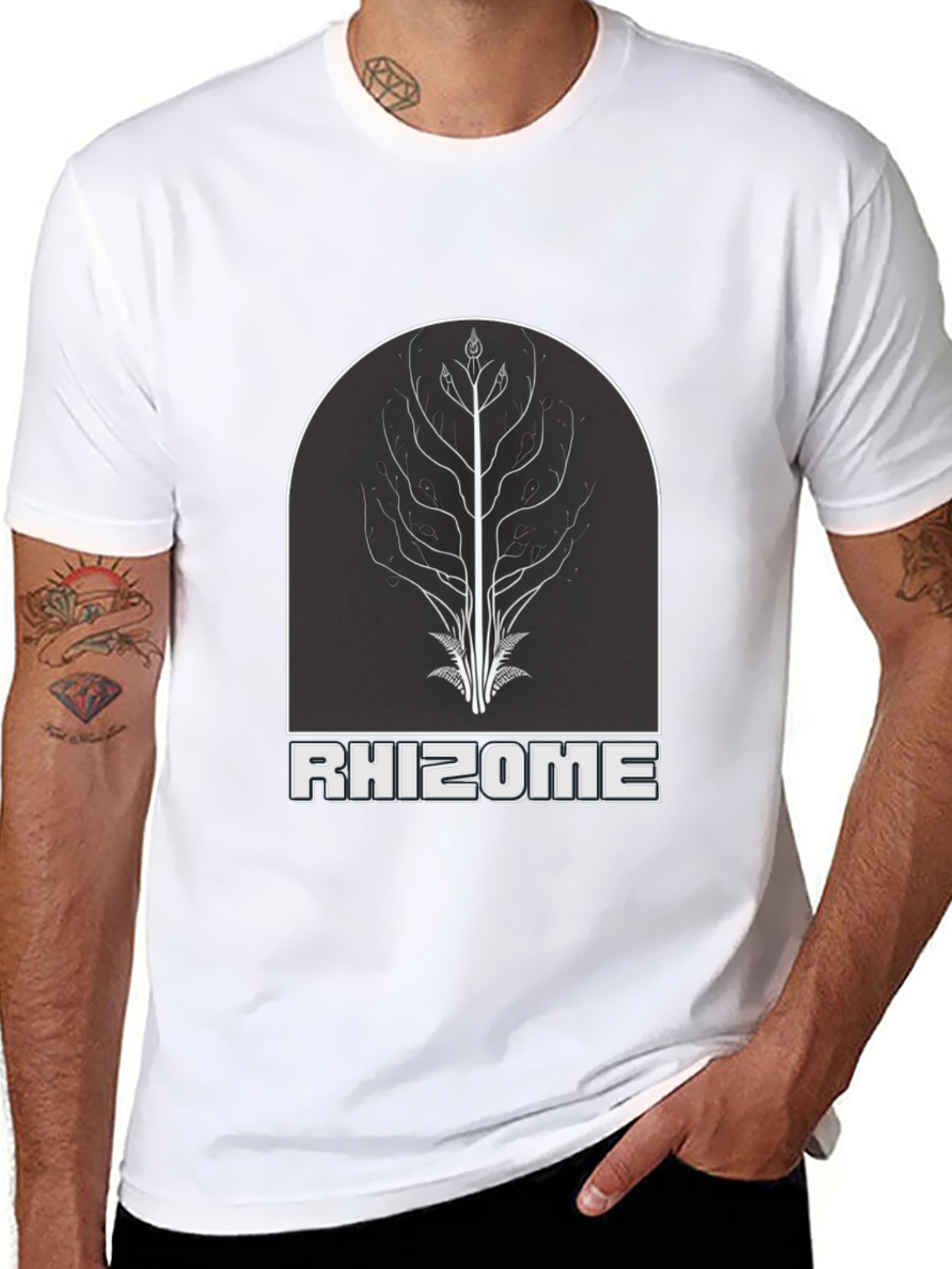 Black Rhizome Tree Graphic Tee - Nature Inspired Design view 8