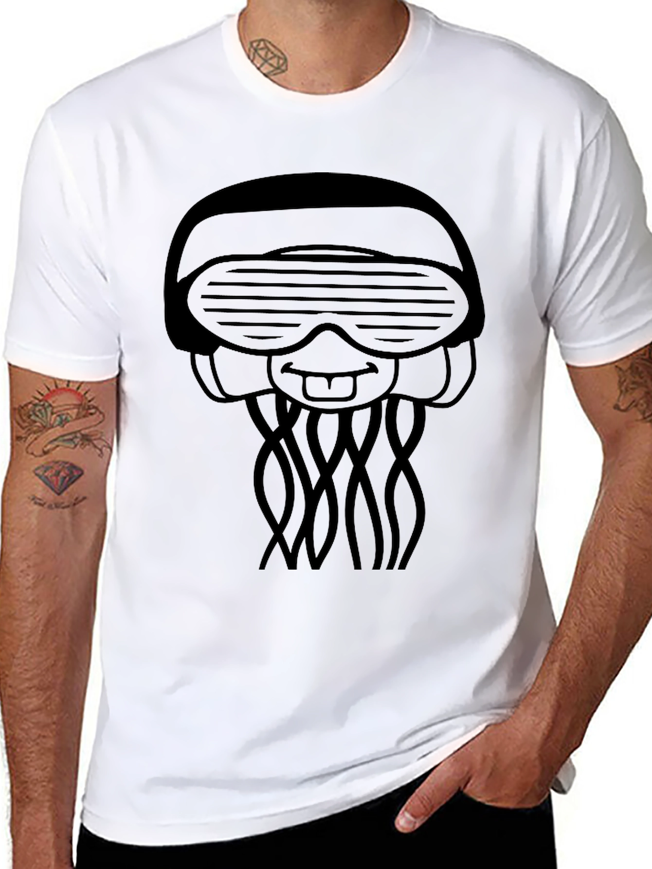 Black Cool Jellyfish Graphic Tee - Black view 8