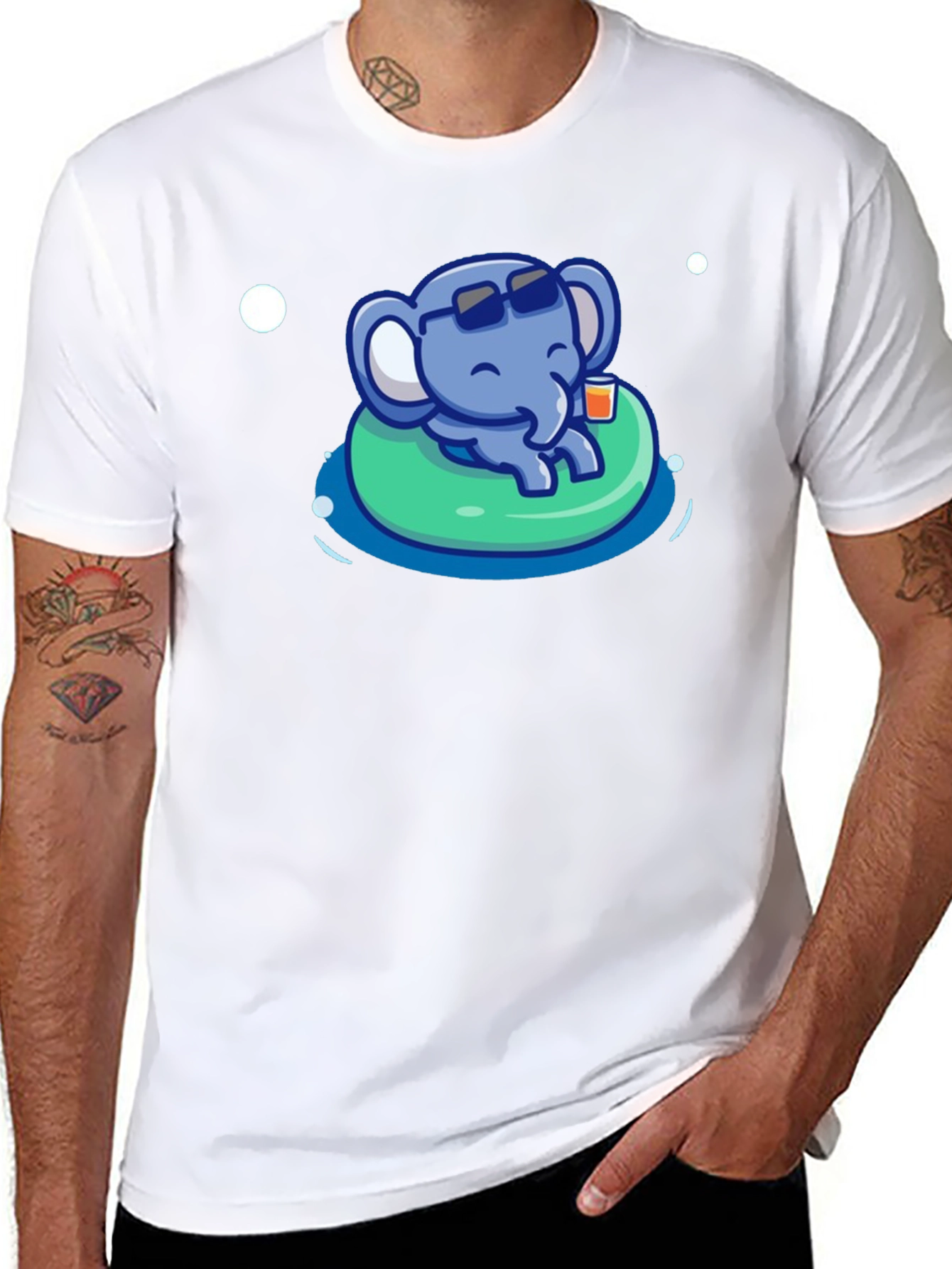 Black Cute Elephant Pool Party T-Shirt - Summer Vibes view 8