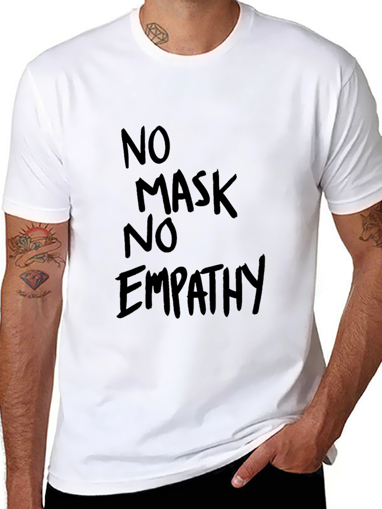 Black No Mask No Empathy Black Tee view 8