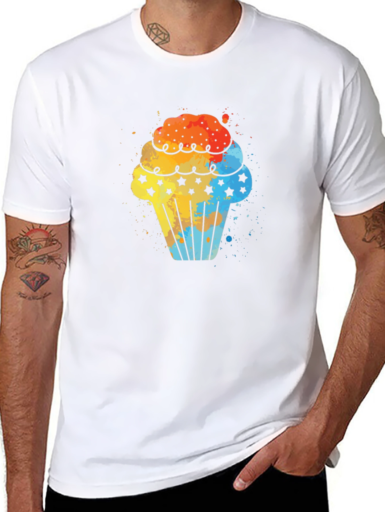 Black Watercolor Cupcake Graphic Tee - Black view 8