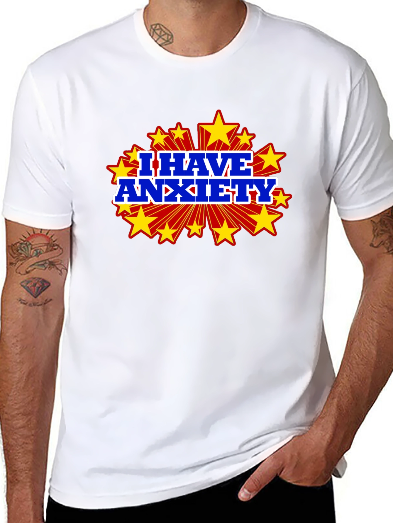 Black I Have Anxiety Graphic Tee - Black Cotton T-Shirt view 8