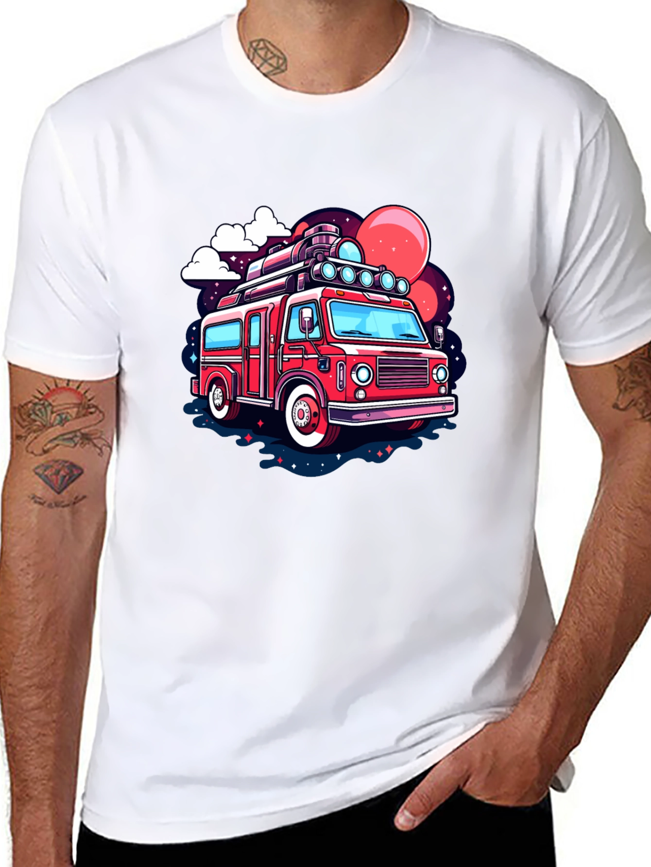 Black Retro Cartoon Bus Graphic T-Shirt view 8