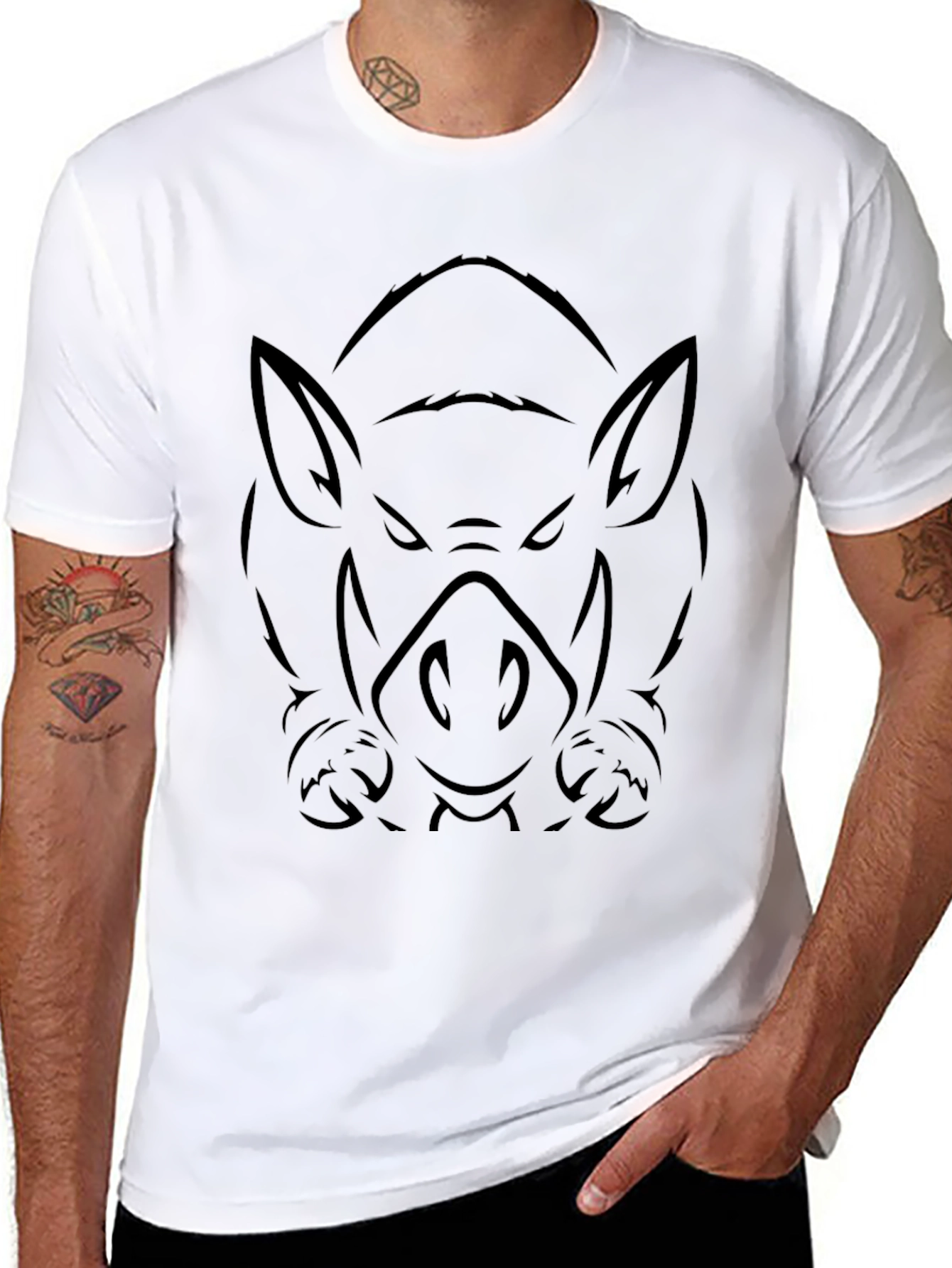 Black Men's Black Boar Graphic Tee view 8