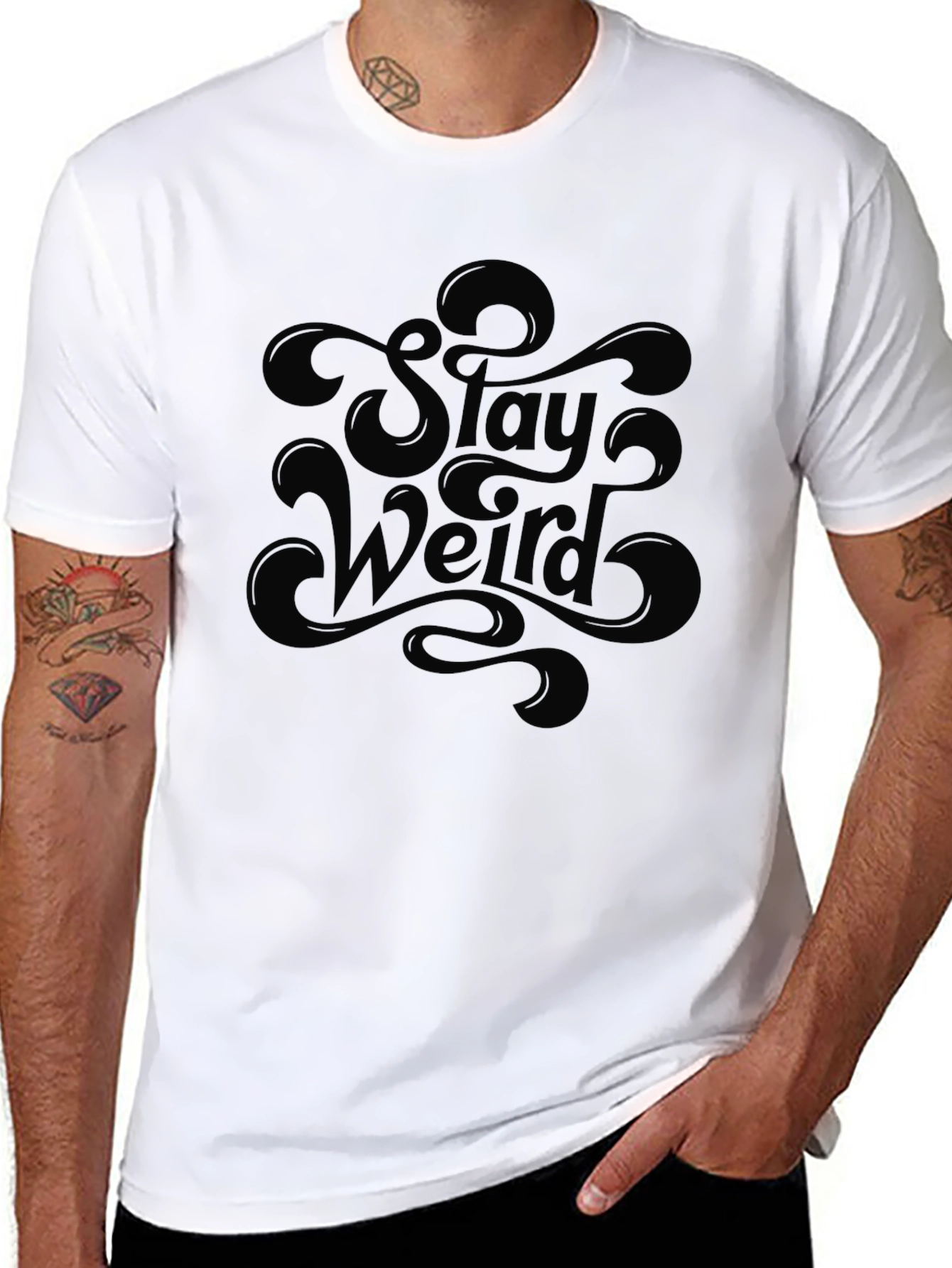 Black Stay Weird Graphic T-Shirt - Mens Black Tee view 8