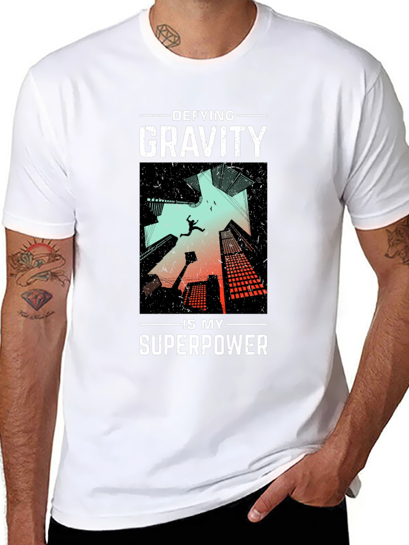 Black Defying Gravity Superpower Graphic Tee view 8