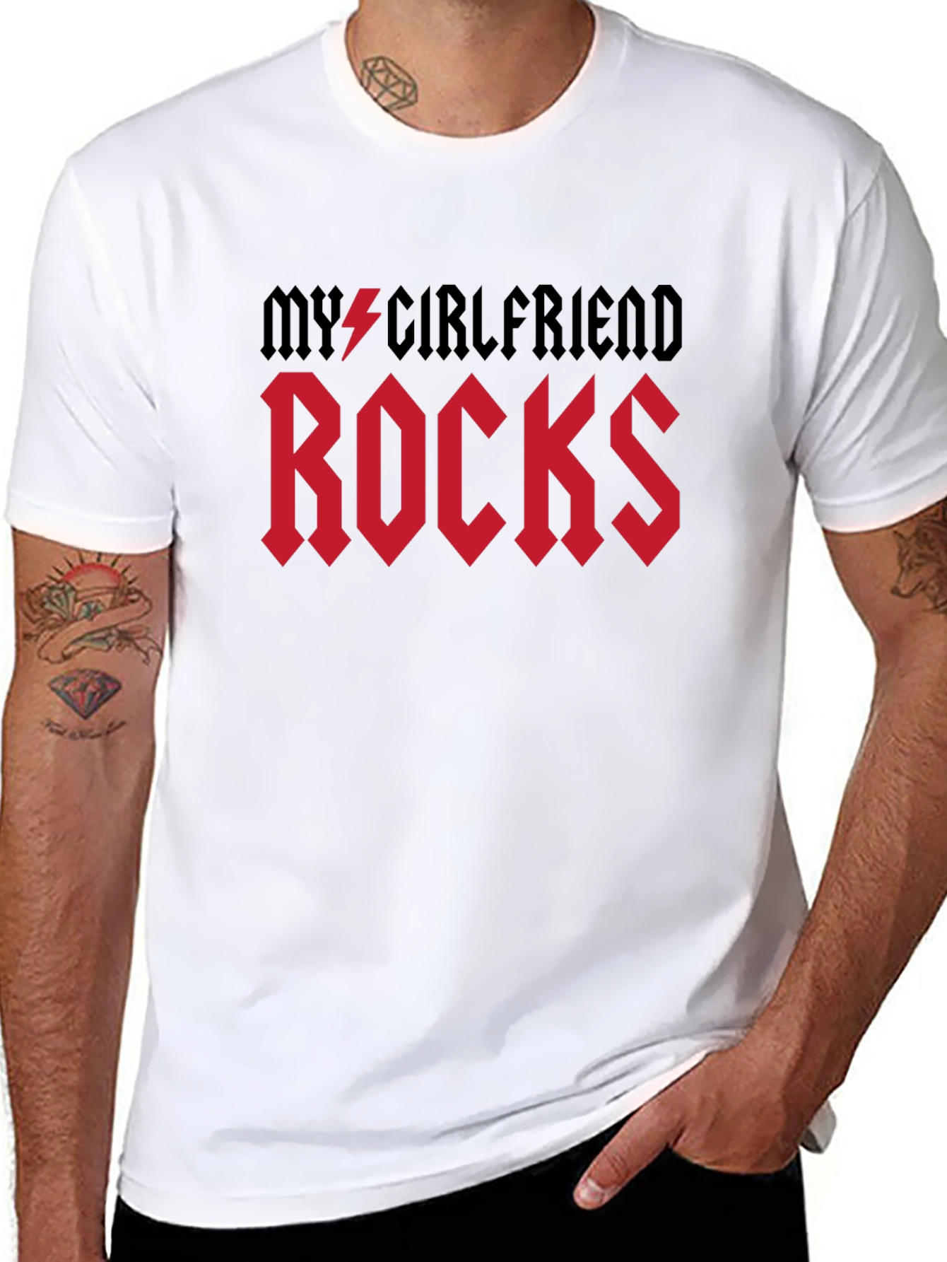 My Girlfriend Rocks T-Shirt, Black Graphic Tee - 8