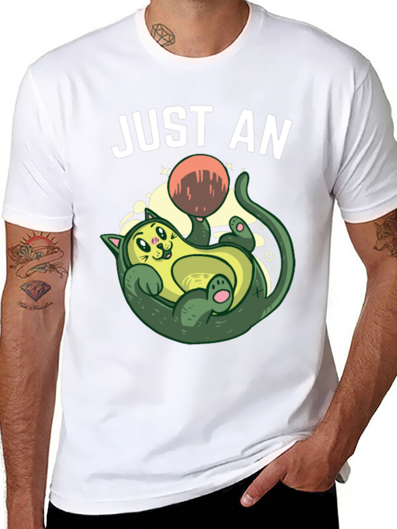 Black Avocado Cat T-Shirt - Funny Graphic Tee view 8