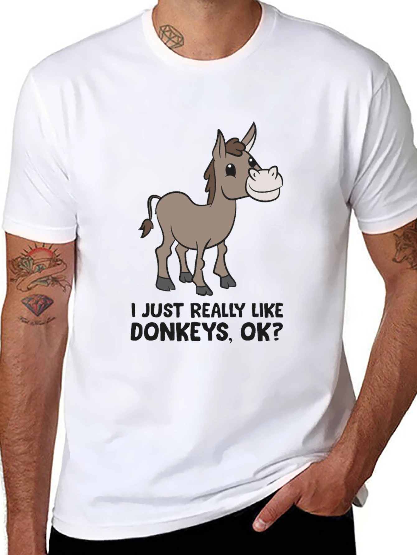 Black Funny Donkey Lover Graphic Tee - Black view 8