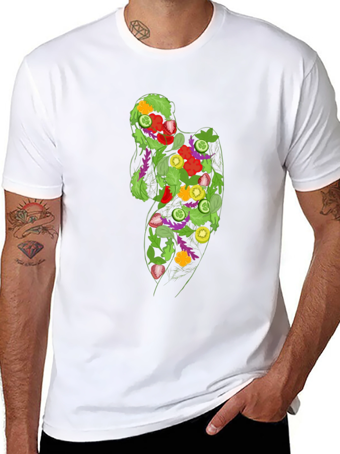 Salad Silhouette Graphic Tee - Eat Your Veggies! - 8