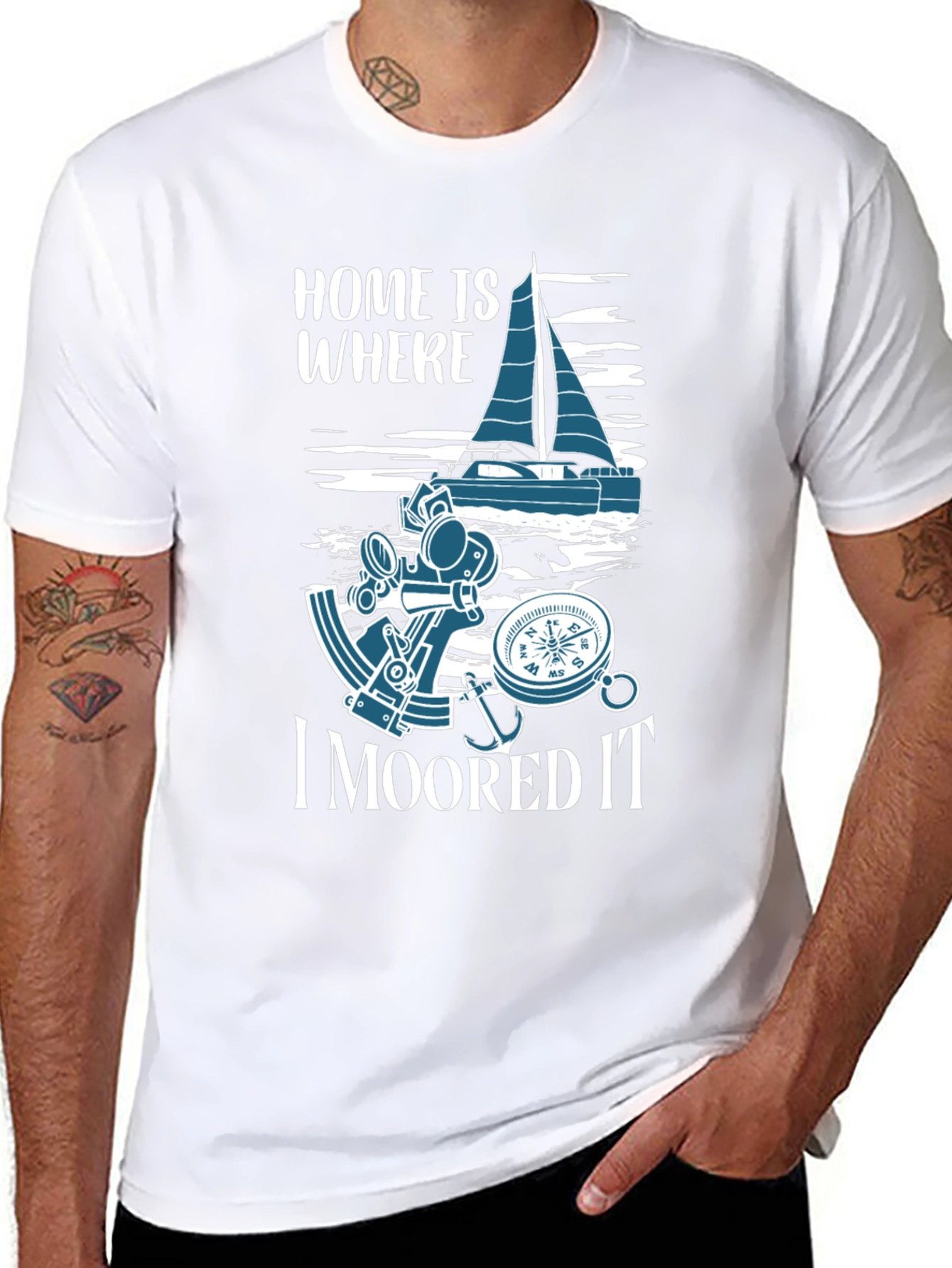 Black Home is Where I Moored It - Nautical T-Shirt view 8