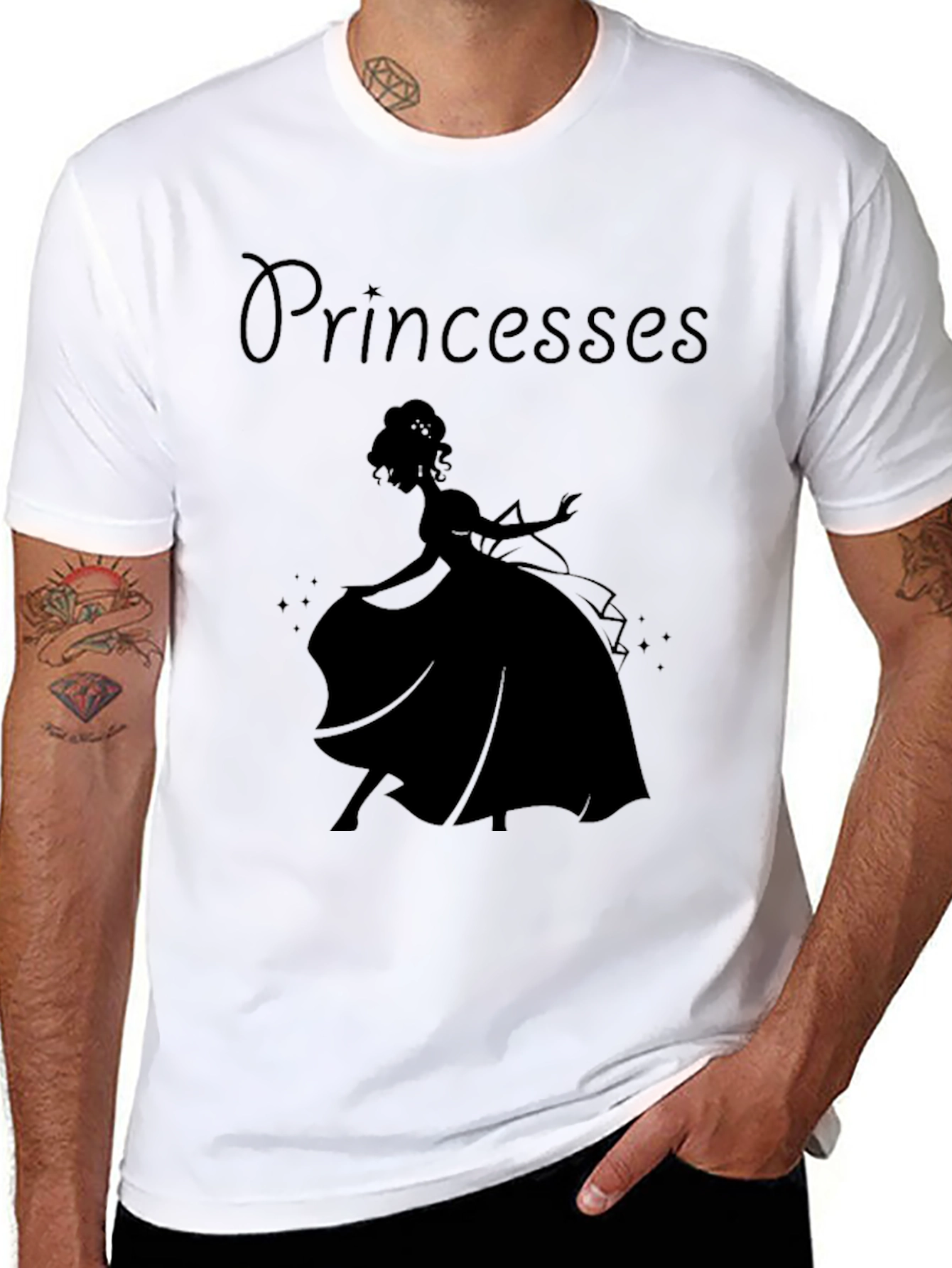 Black Princesses Silhouette Black T-Shirt view 8