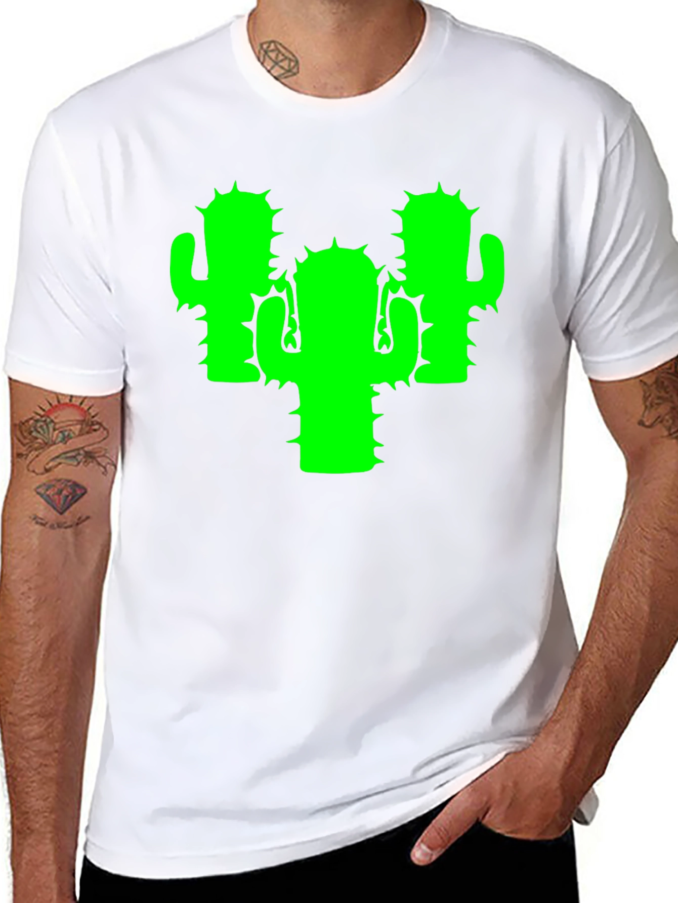 Black Cactus Graphic Tee - Black Cotton T-Shirt view 8