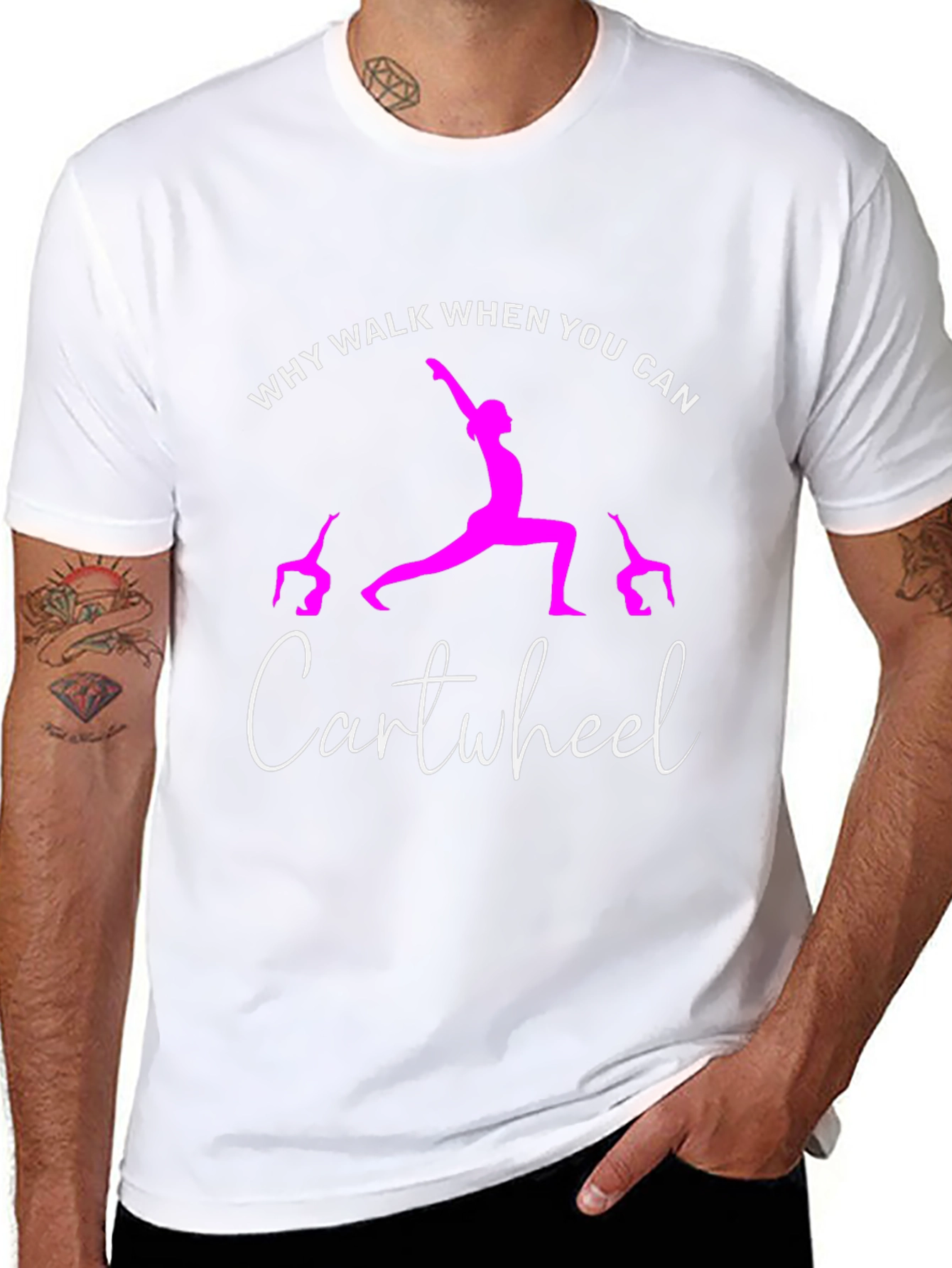 Black Why Walk When You Can Cartwheel T-Shirt view 8