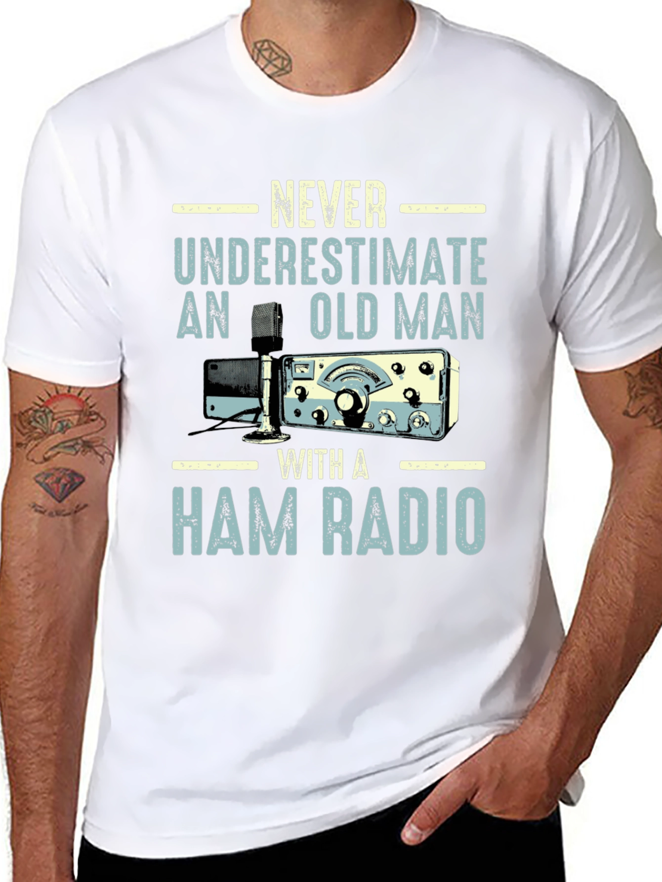 Black Ham Radio Old Man T-Shirt view 8