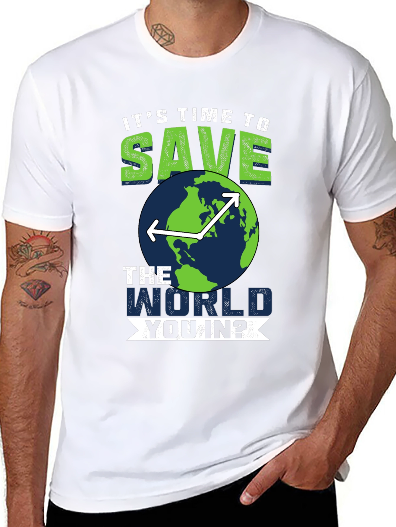Black Save the World T-Shirt - Environmentally Conscious Tee view 8