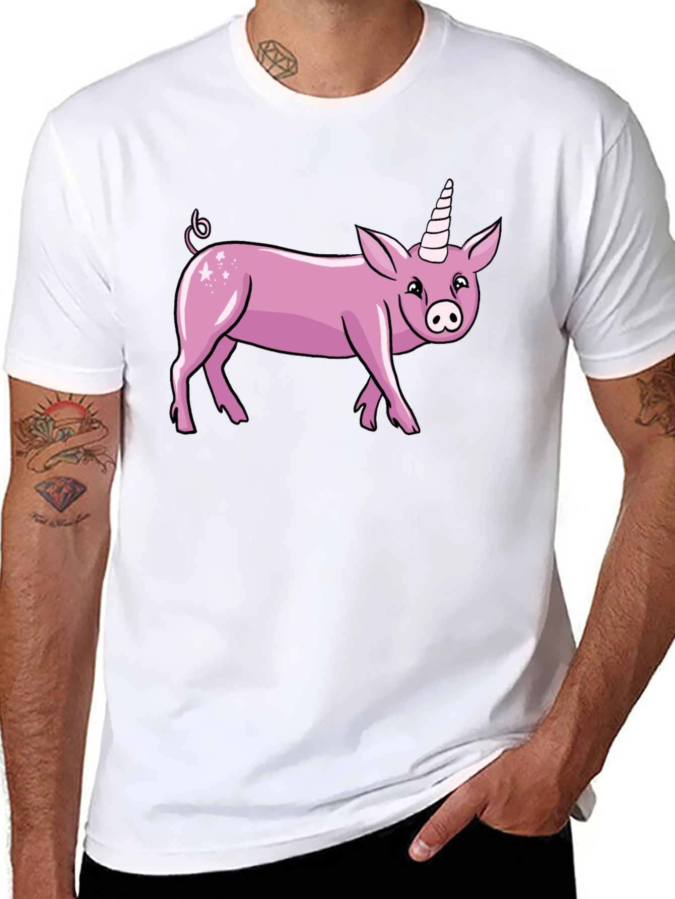 Black Pig Unicorn Graphic T-Shirt view 8