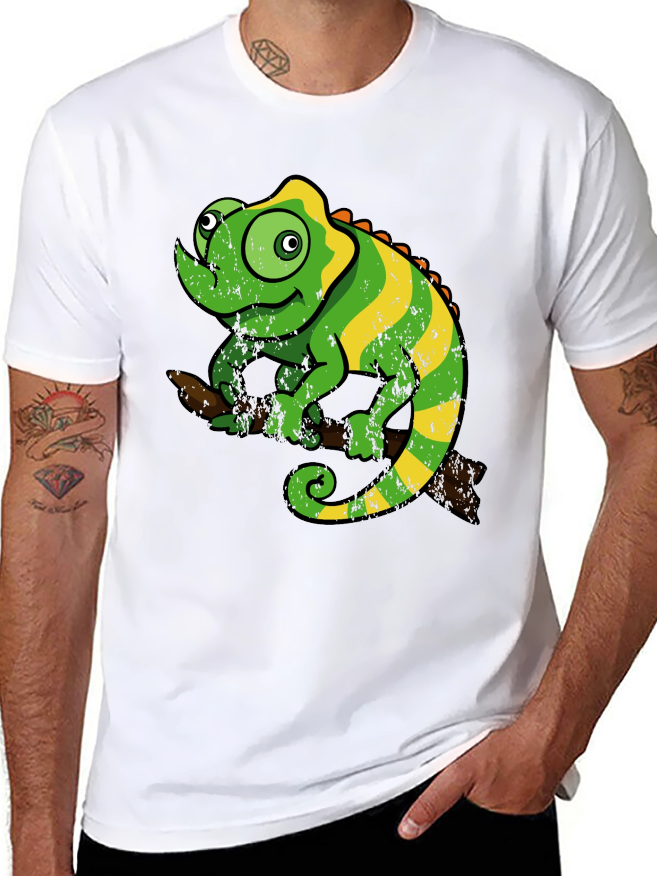 Black Chameleon Graphic Tee - Fun Reptile T-Shirt view 8
