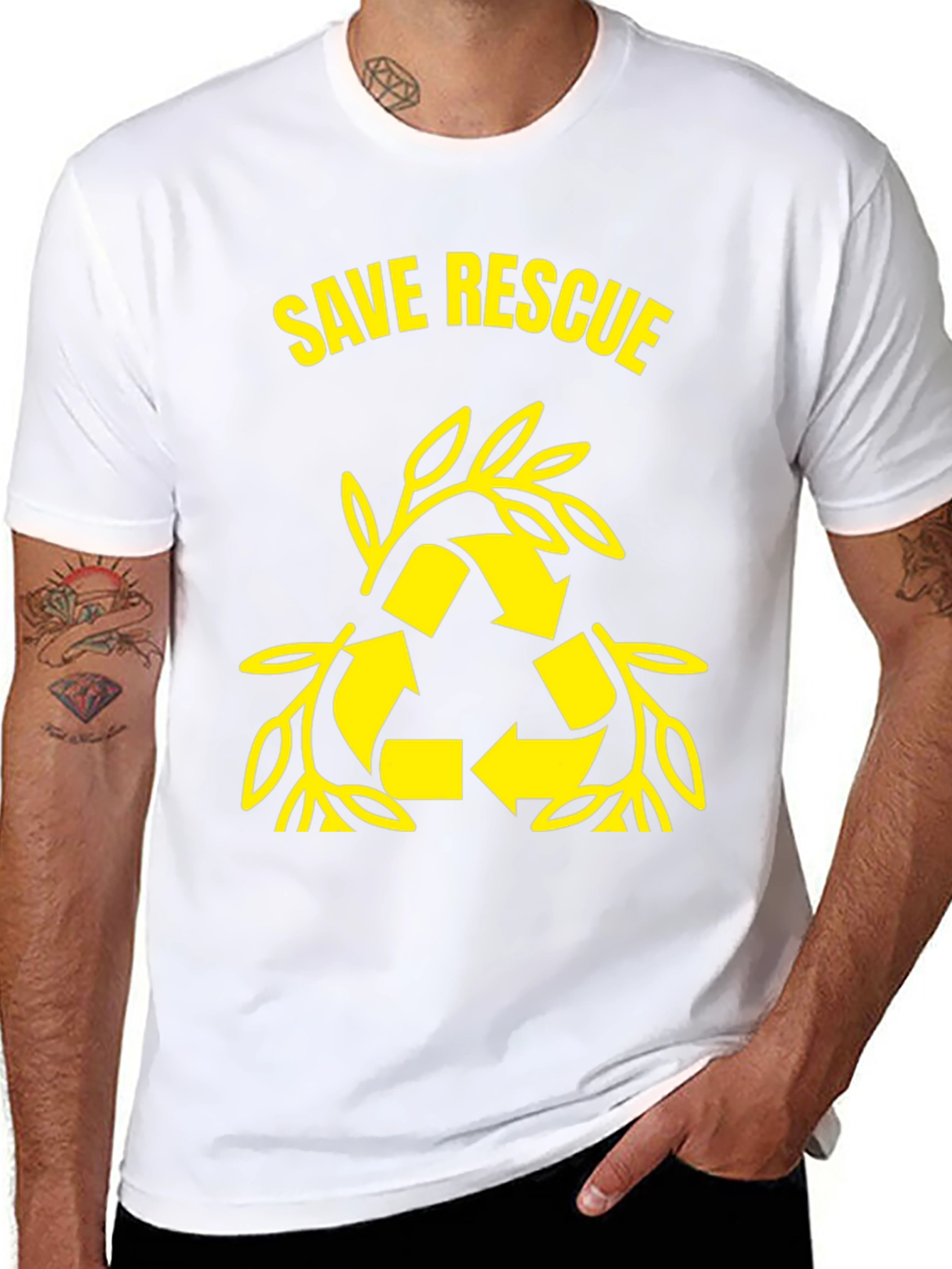 Black Save Rescue Graphic Tee - Eco Friendly T-Shirt view 8