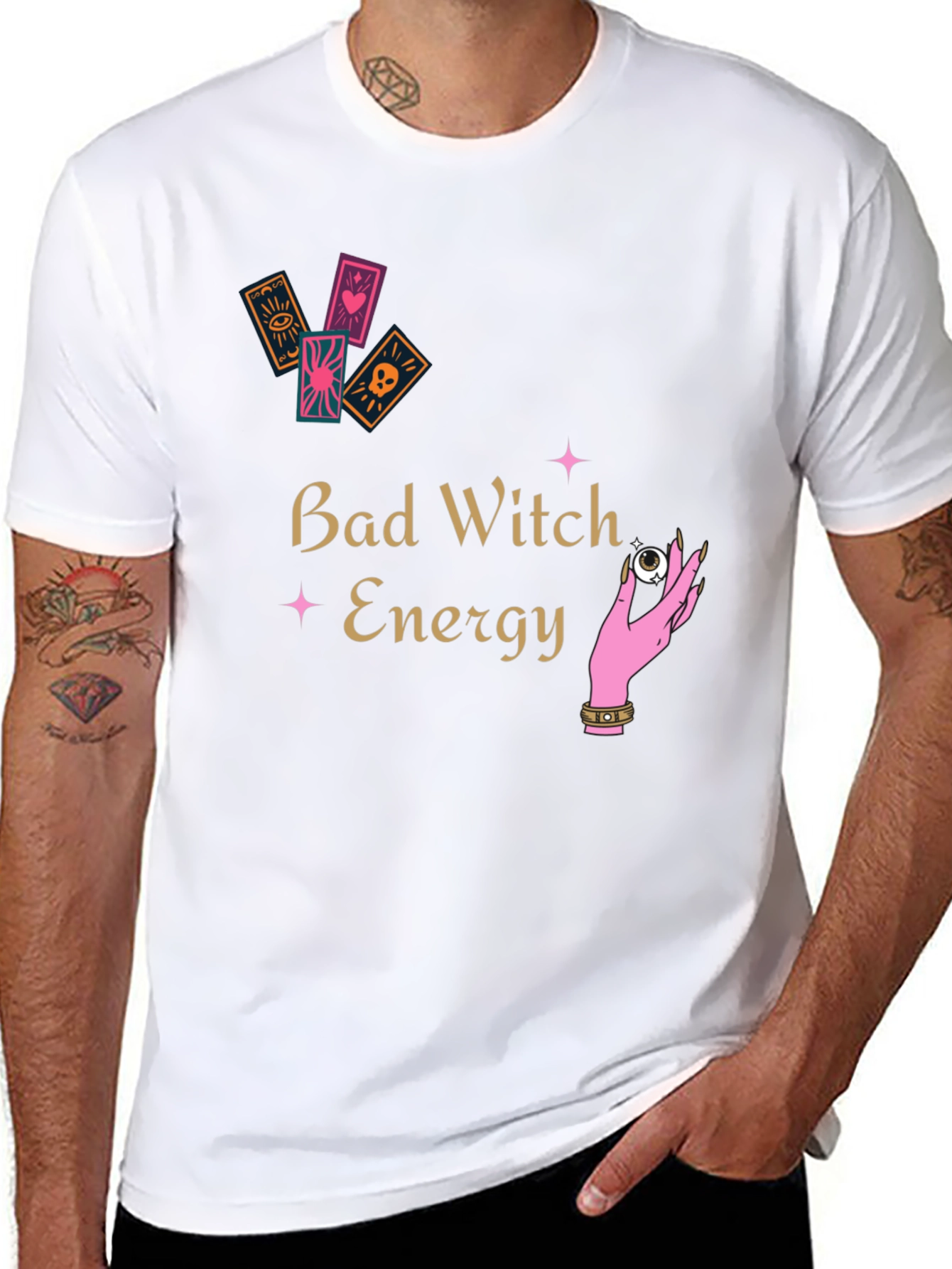 Black Bad Witch Energy Graphic Tee - Unisex Black T-Shirt view 8