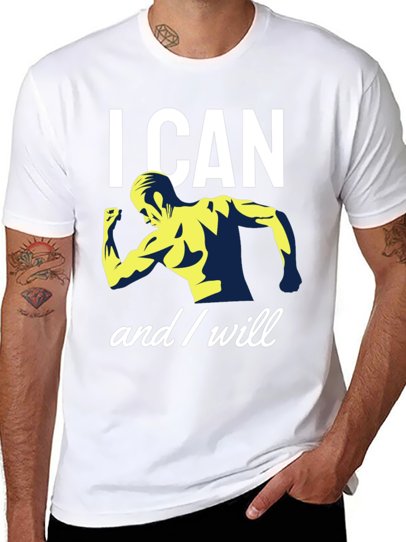 Black I Can and I Will Graphic T-Shirt - Motivational Design view 8