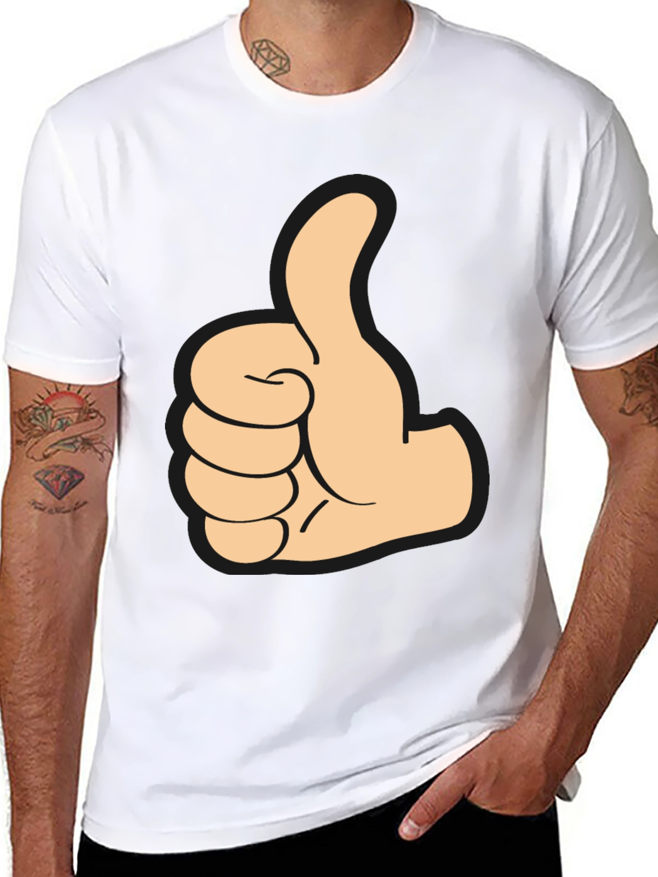 Black Thumbs Up Graphic Tee - Black Cotton T-Shirt view 8
