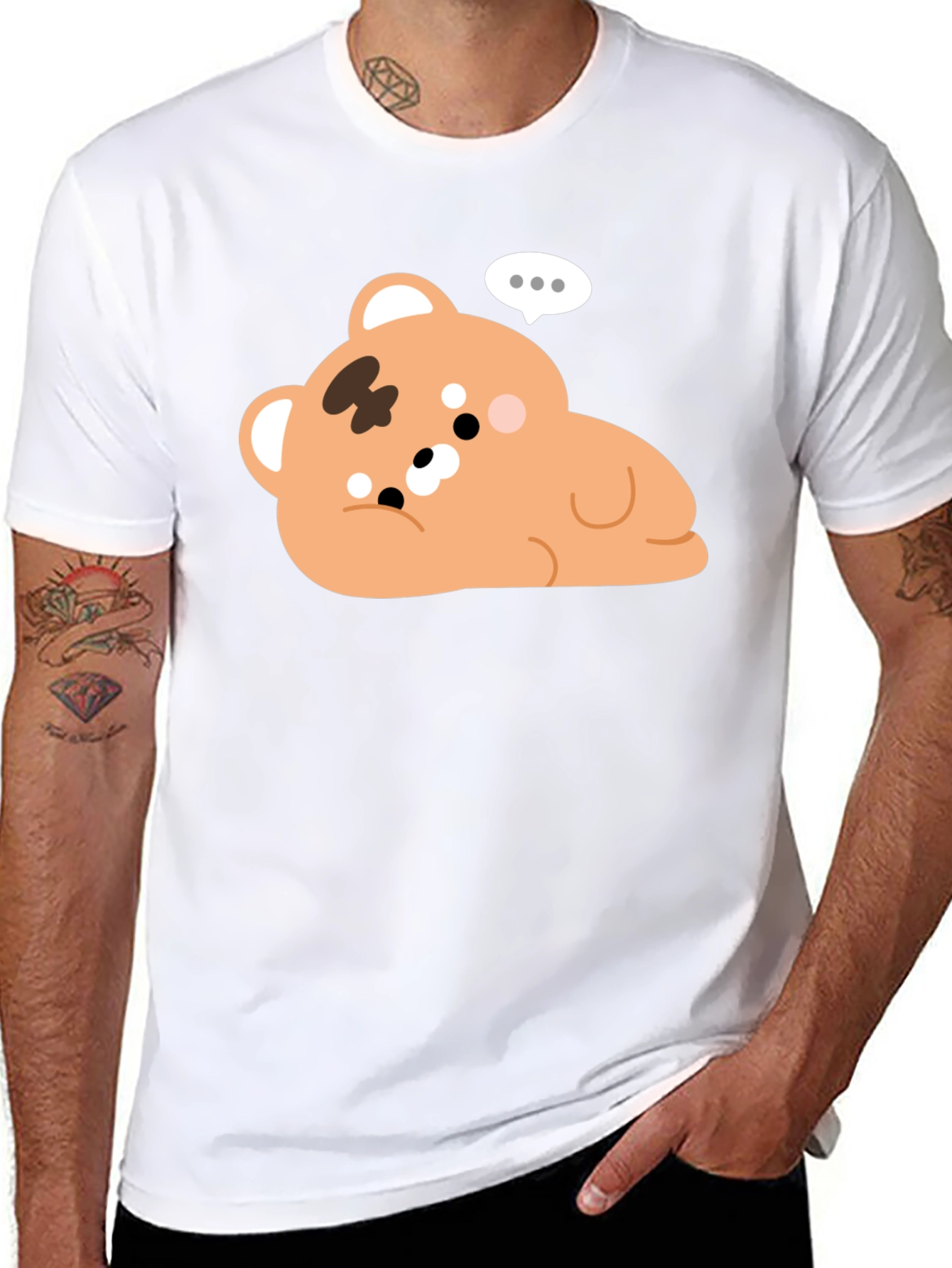 Black Cute Bear Graphic Black T-Shirt view 8