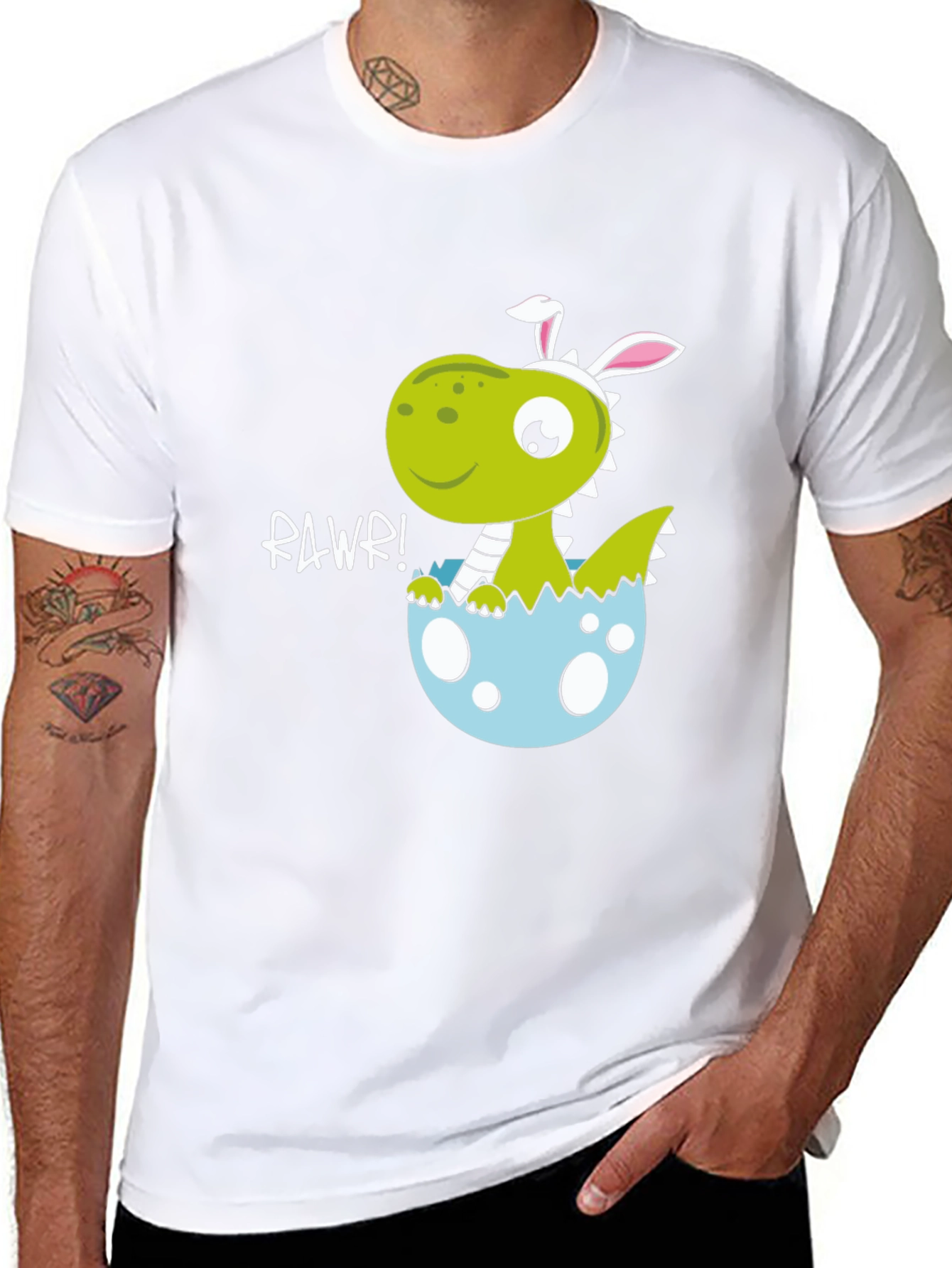 Black Dino Easter Egg T-Shirt - "Rawr!" Cute Design view 8
