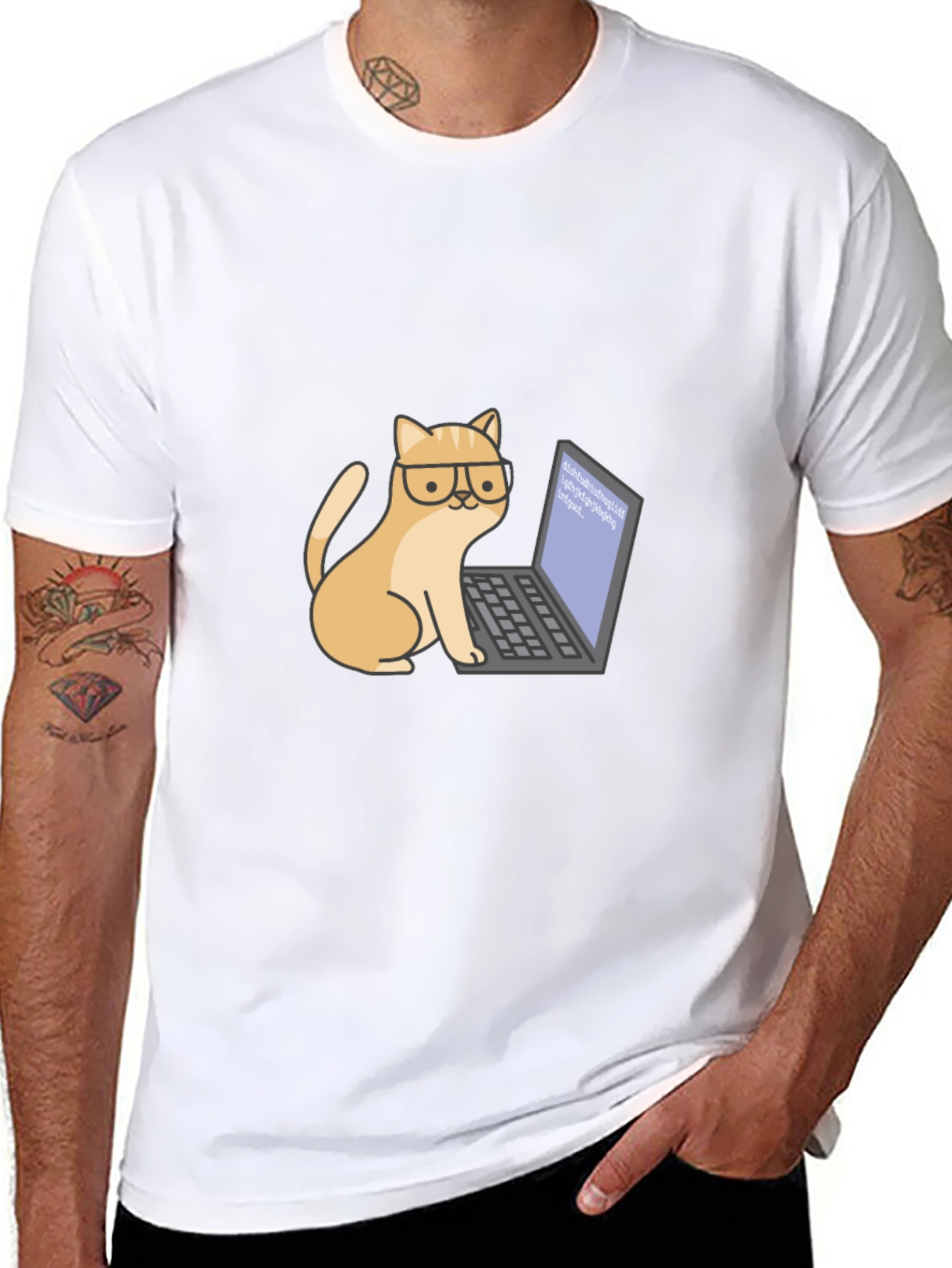 Black Cat Programmer T-Shirt - Cute & Geeky view 8