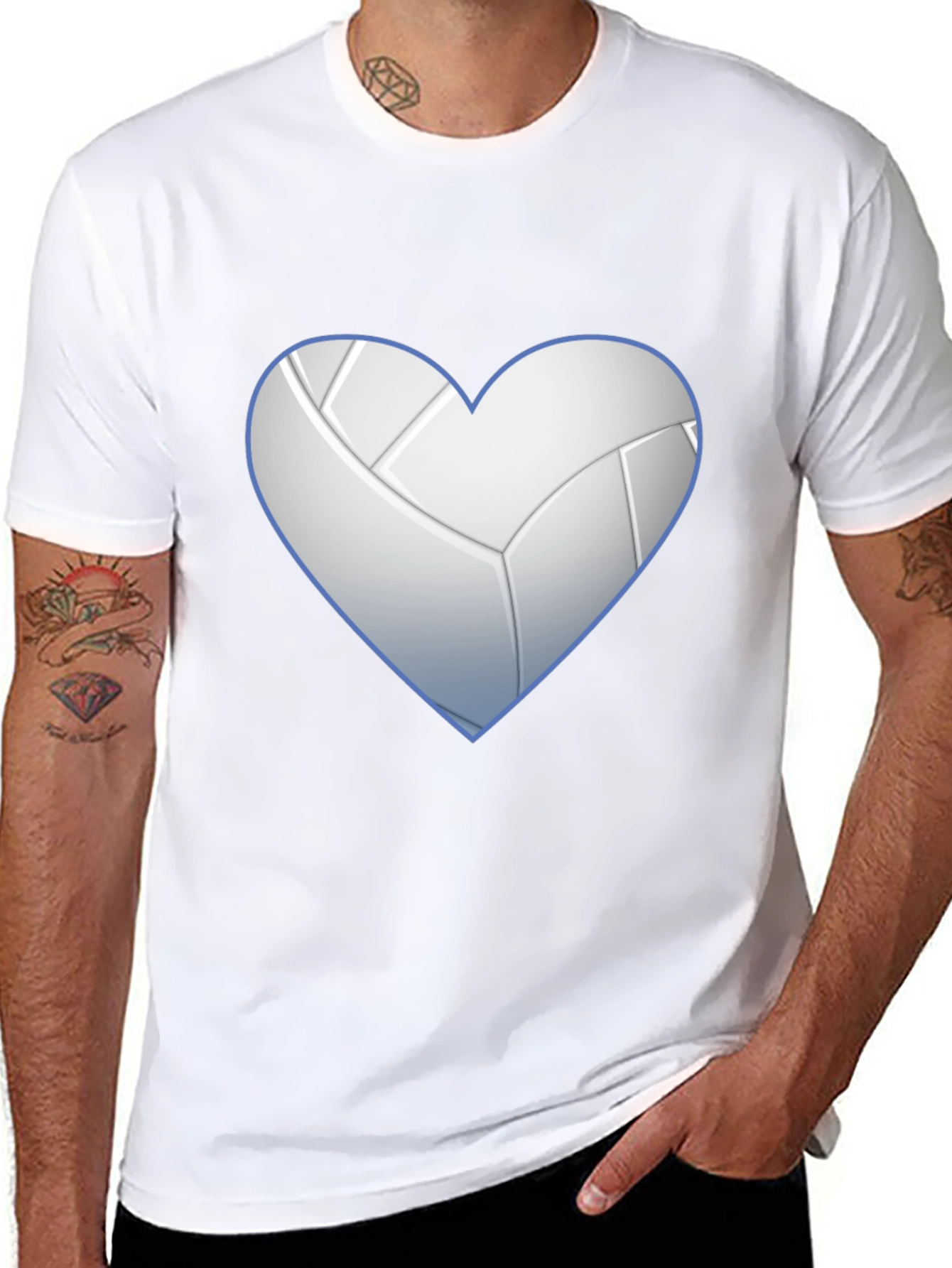 Black Volleyball Heart Graphic Tee - Black Crew Neck T-Shirt view 8