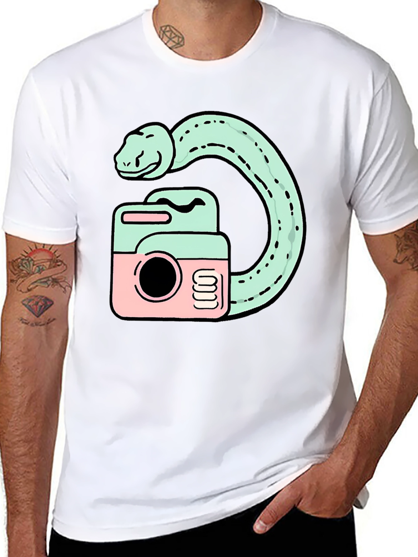 Black Snake Camera Graphic T-Shirt view 8