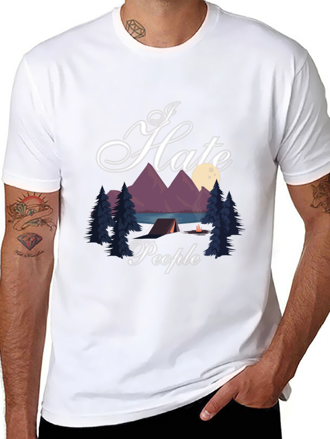 Black I Hate People Camping Black Graphic T-Shirt view 8