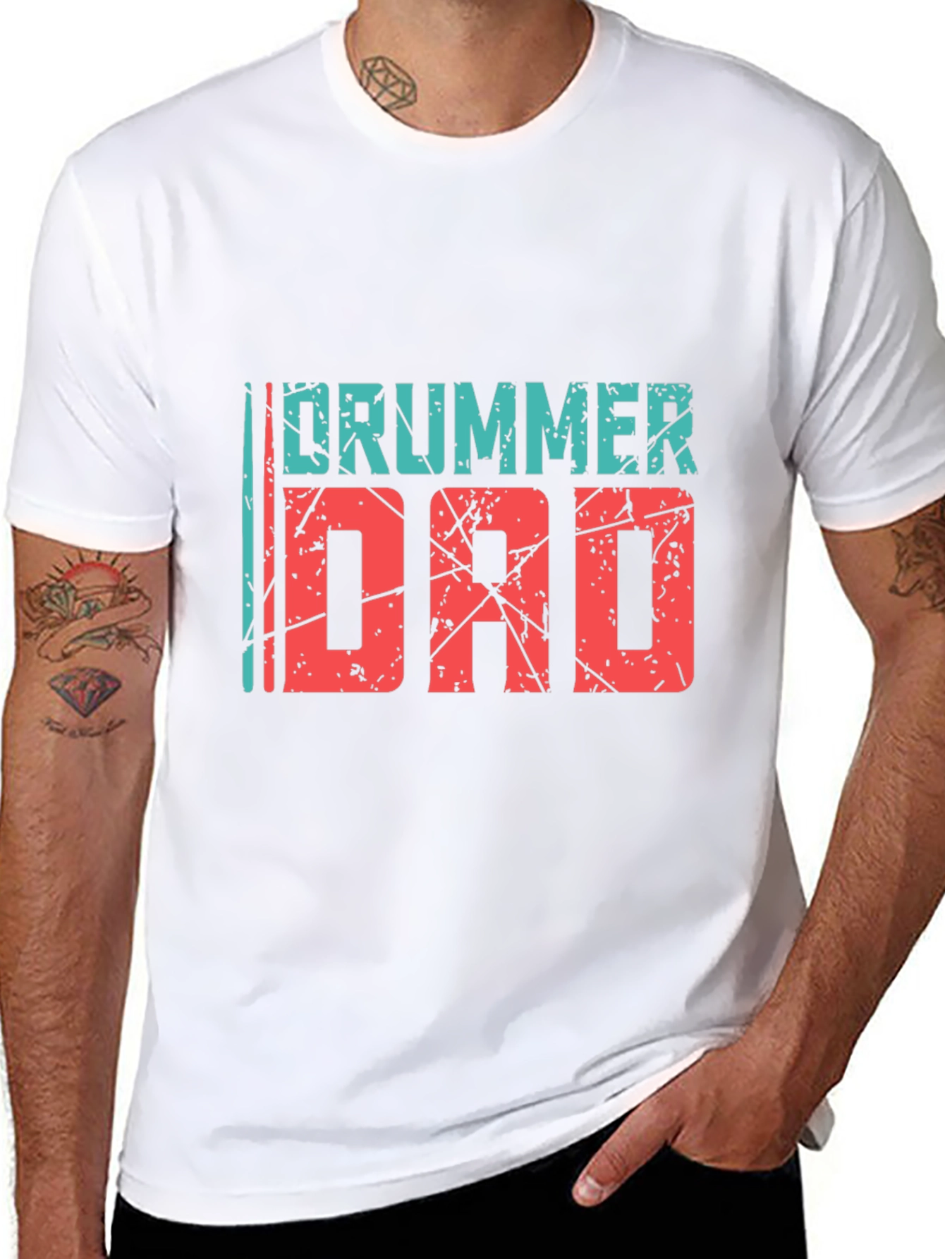 Black Drummer Dad Black Graphic Tee view 8