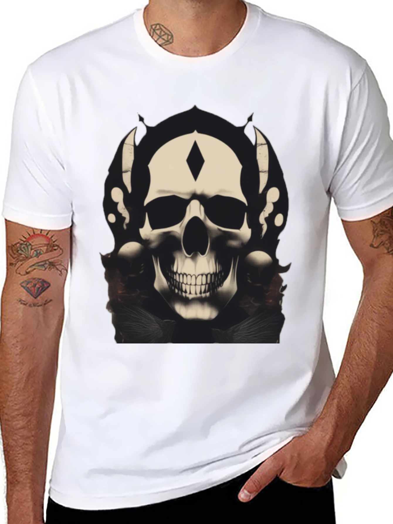 Black Skull Graphic Black T-Shirt view 8