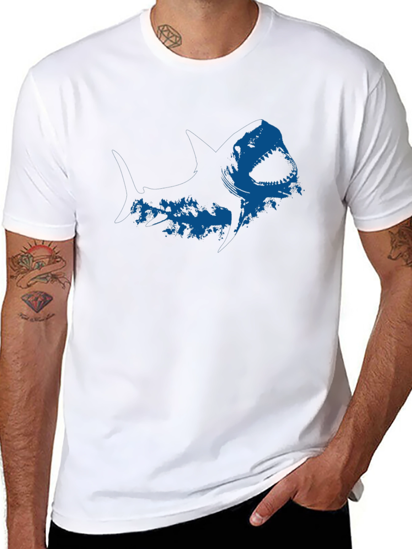 Black Shark Graphic Black T-Shirt view 8