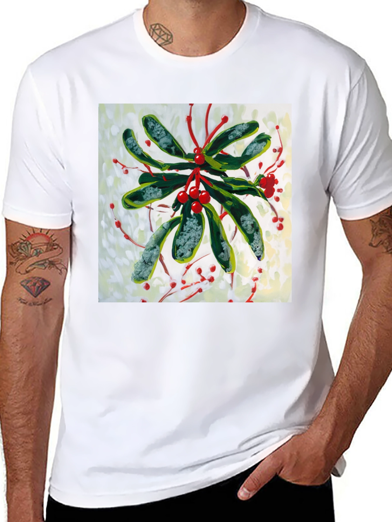 Black Mistletoe Graphic Tee - Holiday Style view 8